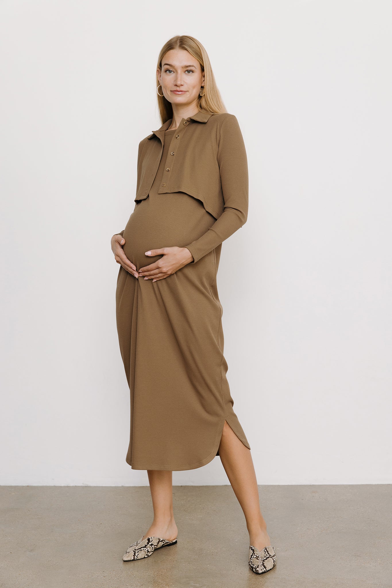 Adele Maternity Dress in Mocha