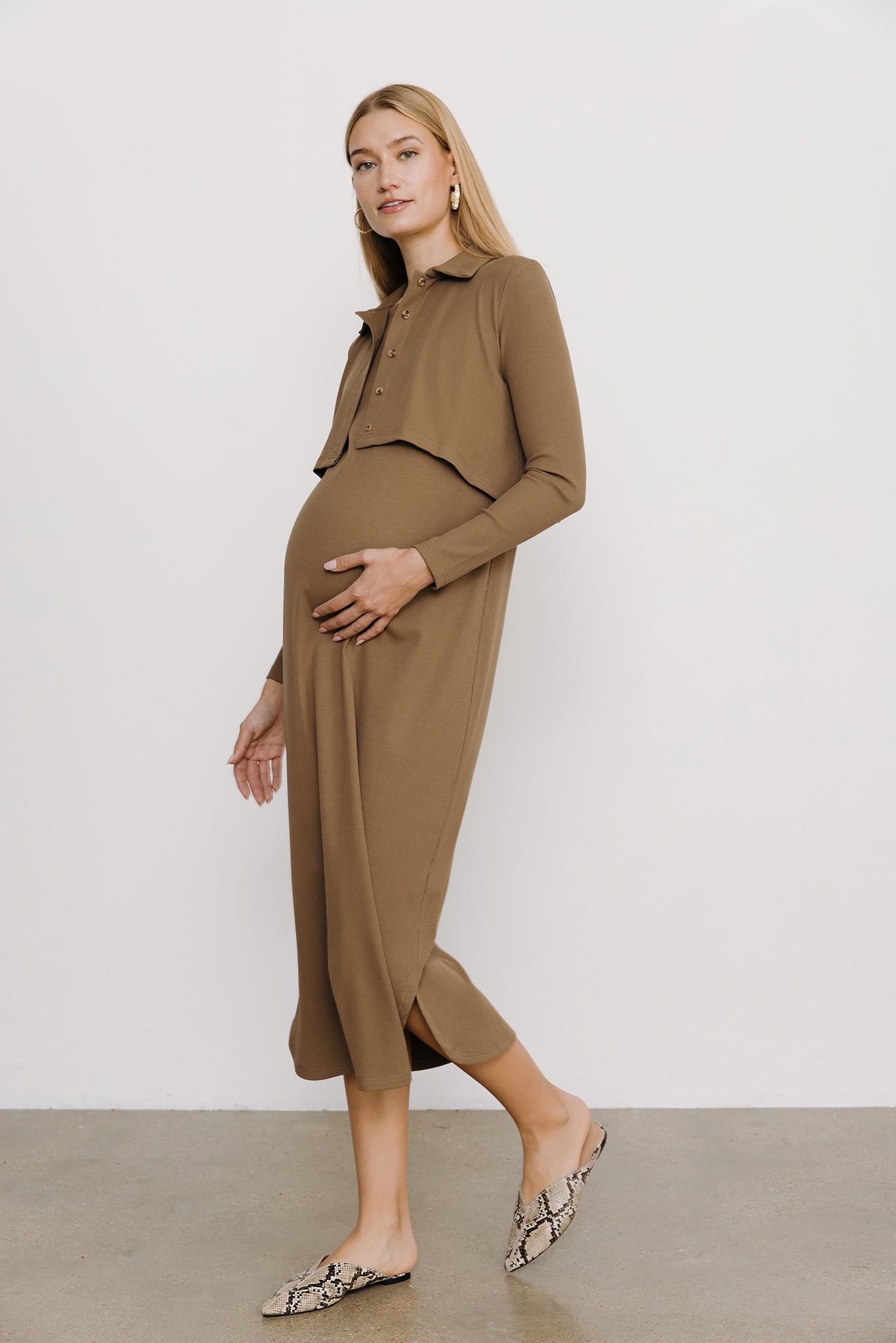 Adele Maternity Dress in Mocha