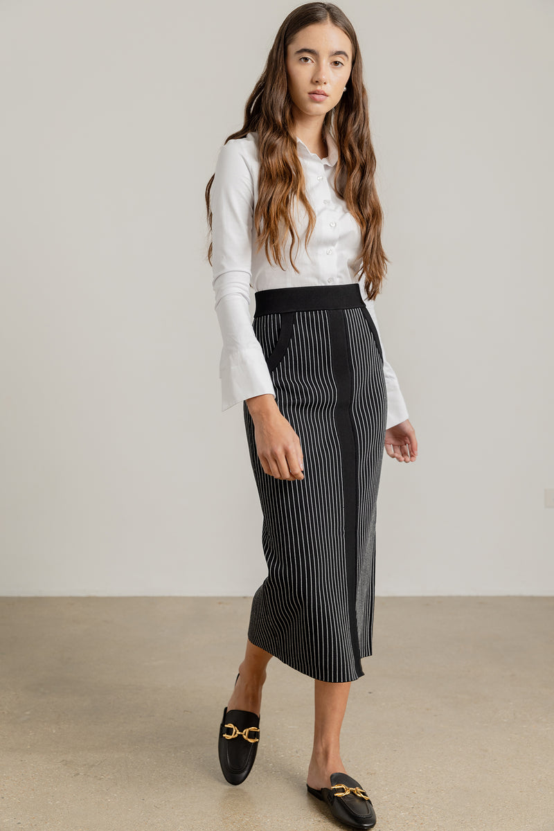 Sagara Skirt in Pinstripe