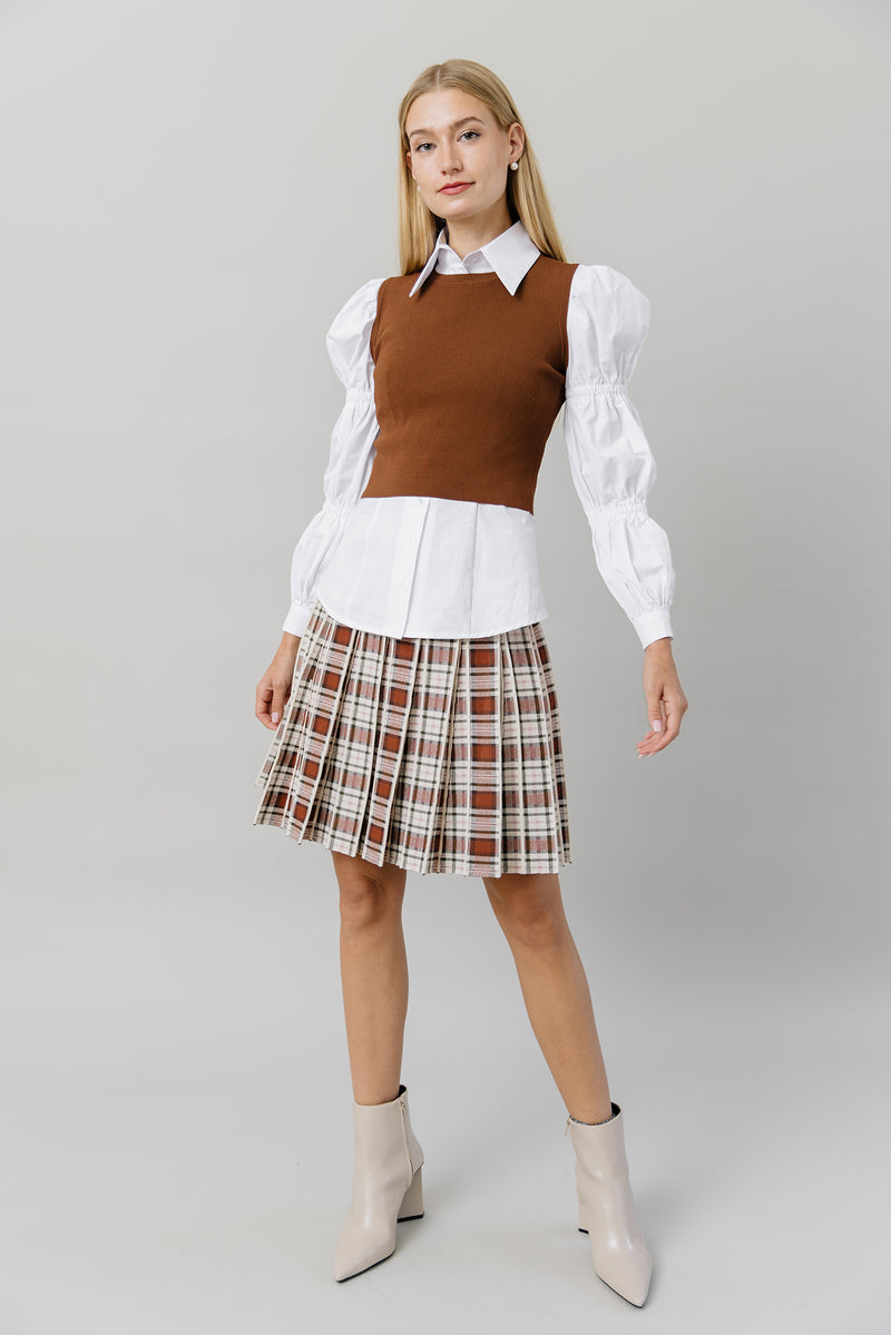 Delta Skirt in Plaid (Wide Pleat)