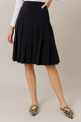 Corset Style Top and Pleated Skirt Set in Black/White