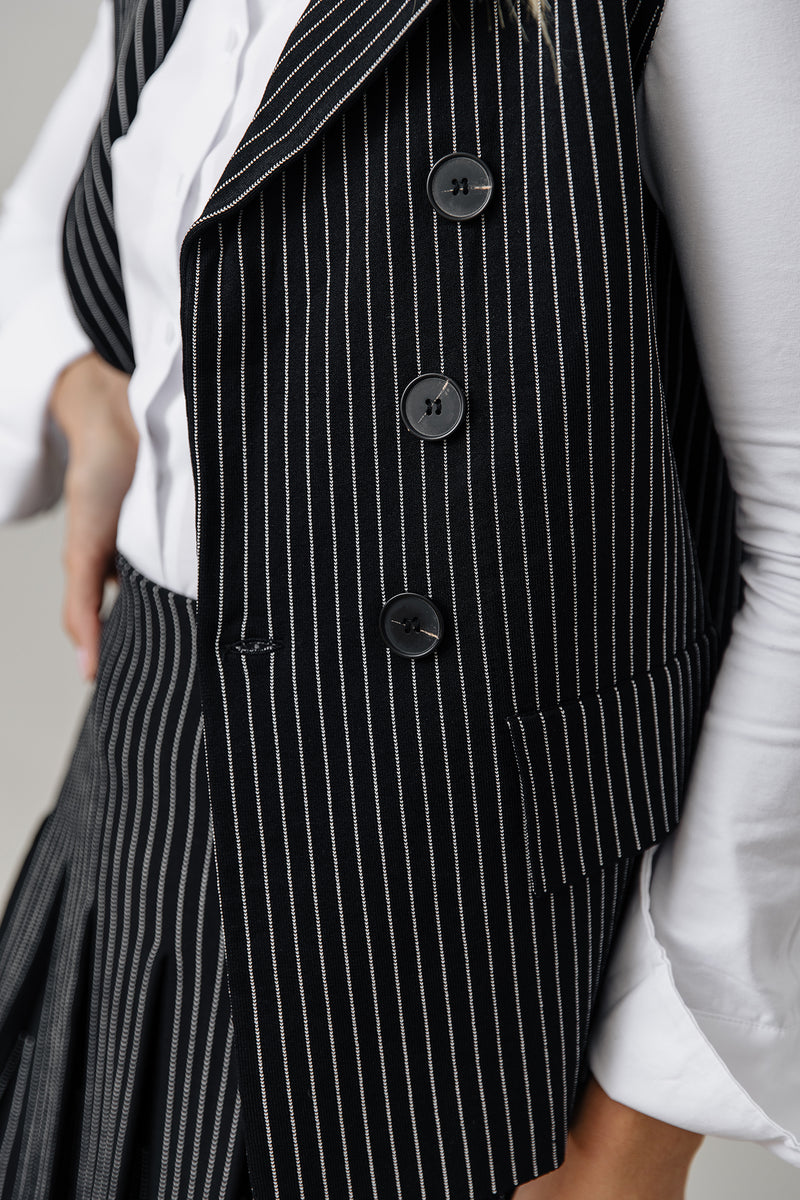 Aürt Sleeveless Blazer in Pinstripe