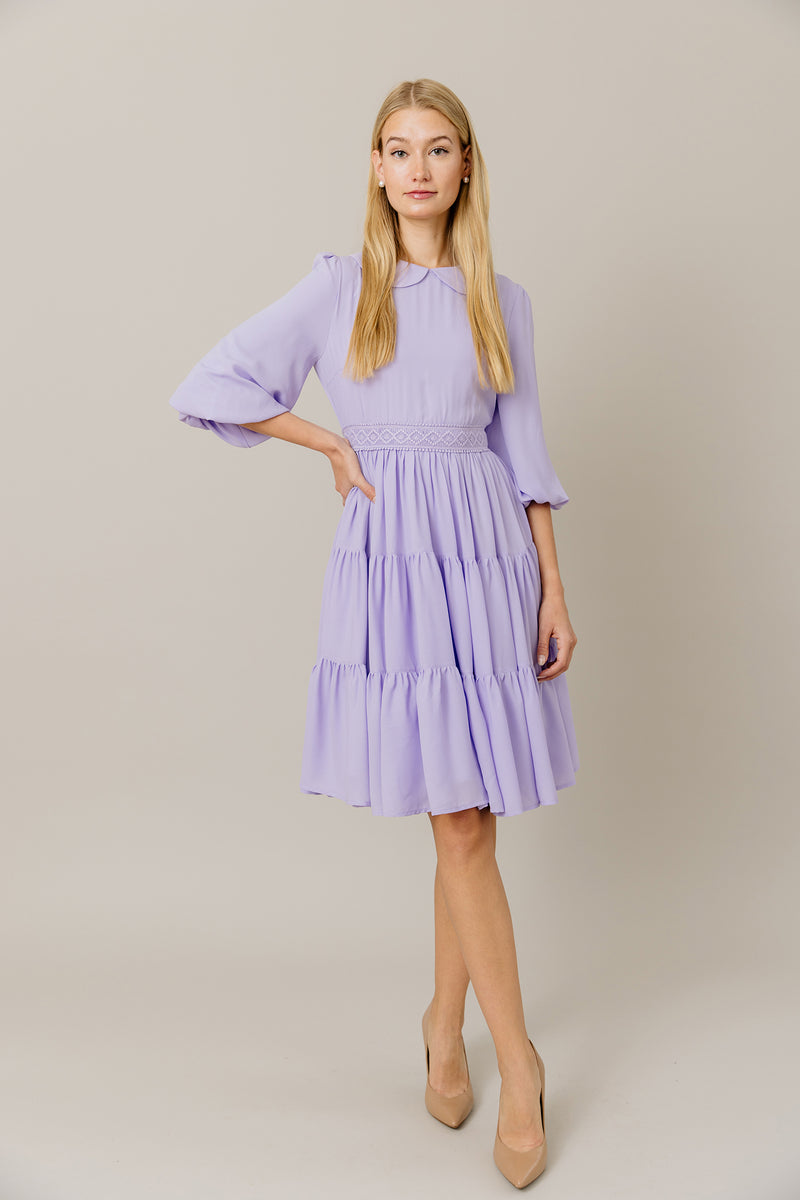 Tiered Chiffon Dress in Lilac
