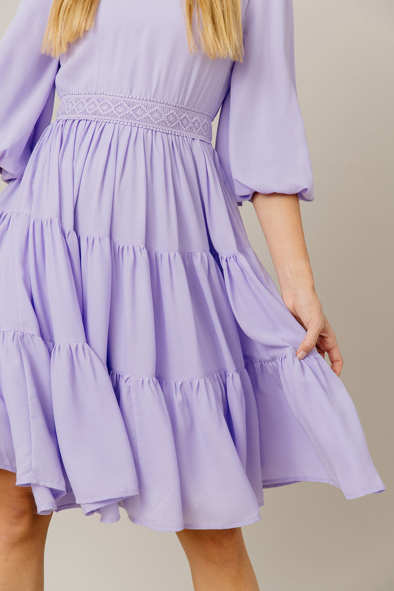 Tiered Chiffon Dress in Lilac