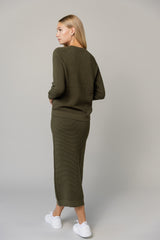 Alinea Midi Skirt in Basil