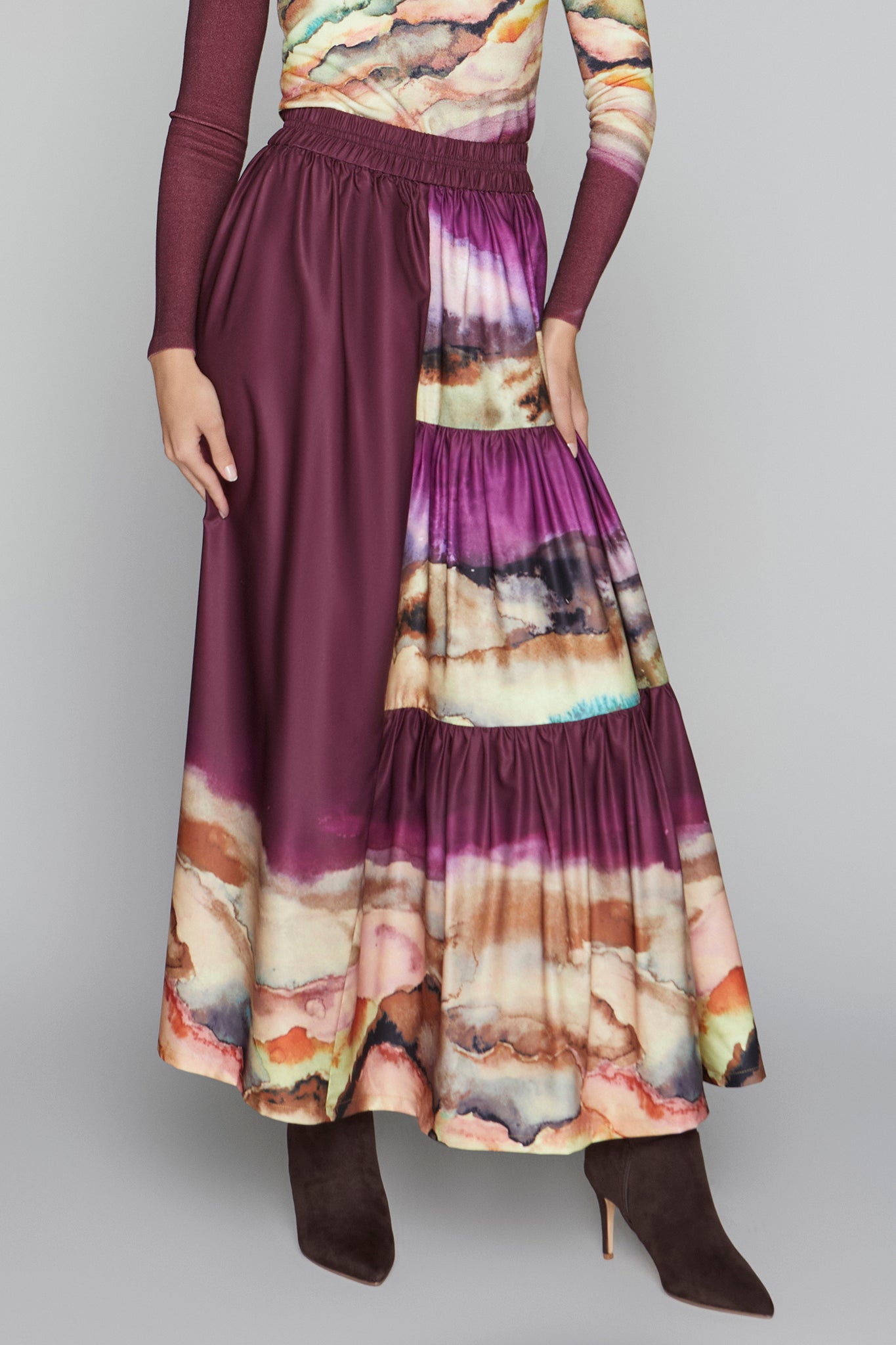 Wells Skirt in Merlot Ombre