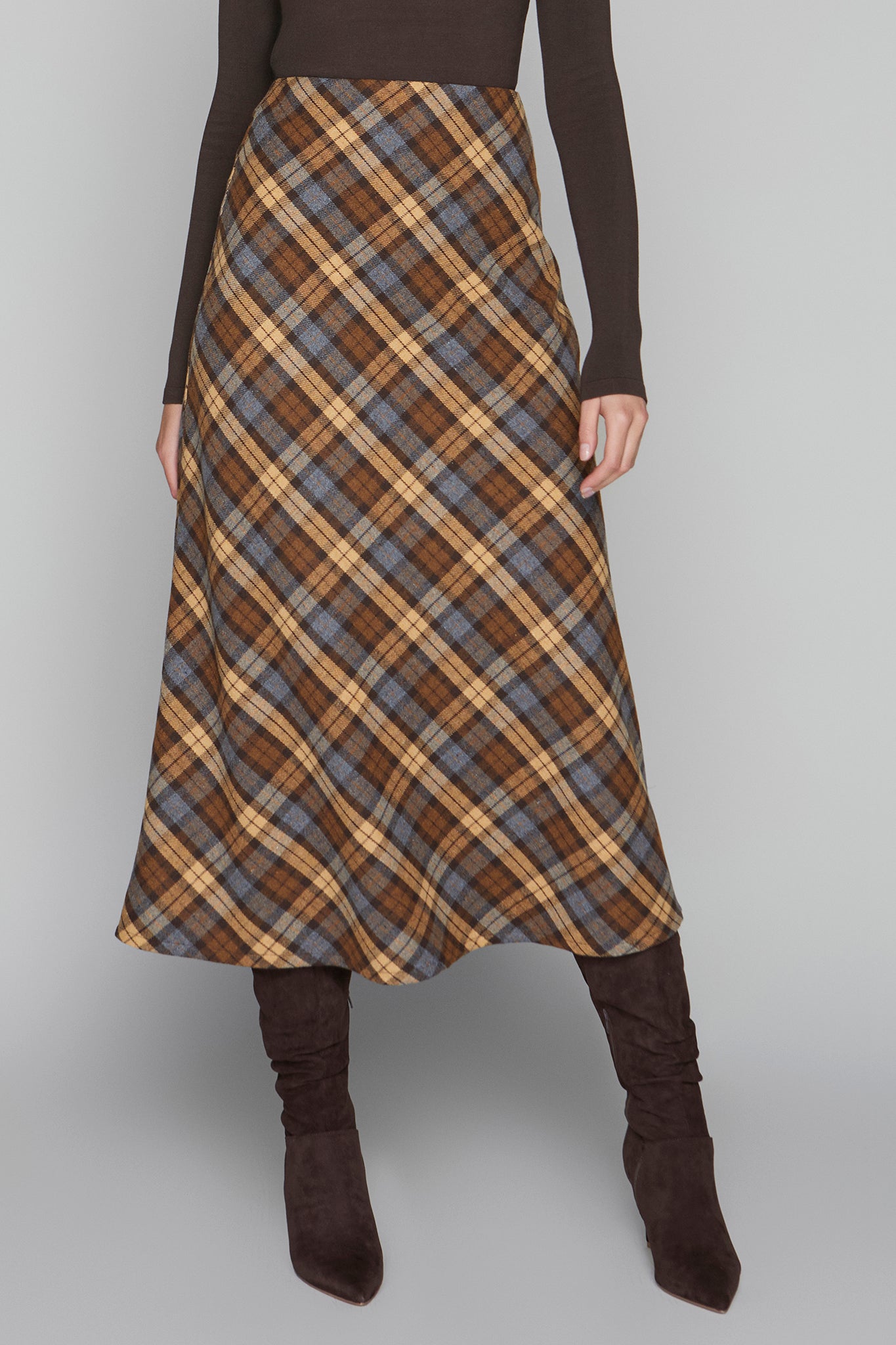 Briar Maxi Skirt in Cocoa / Cinnamon Plaid