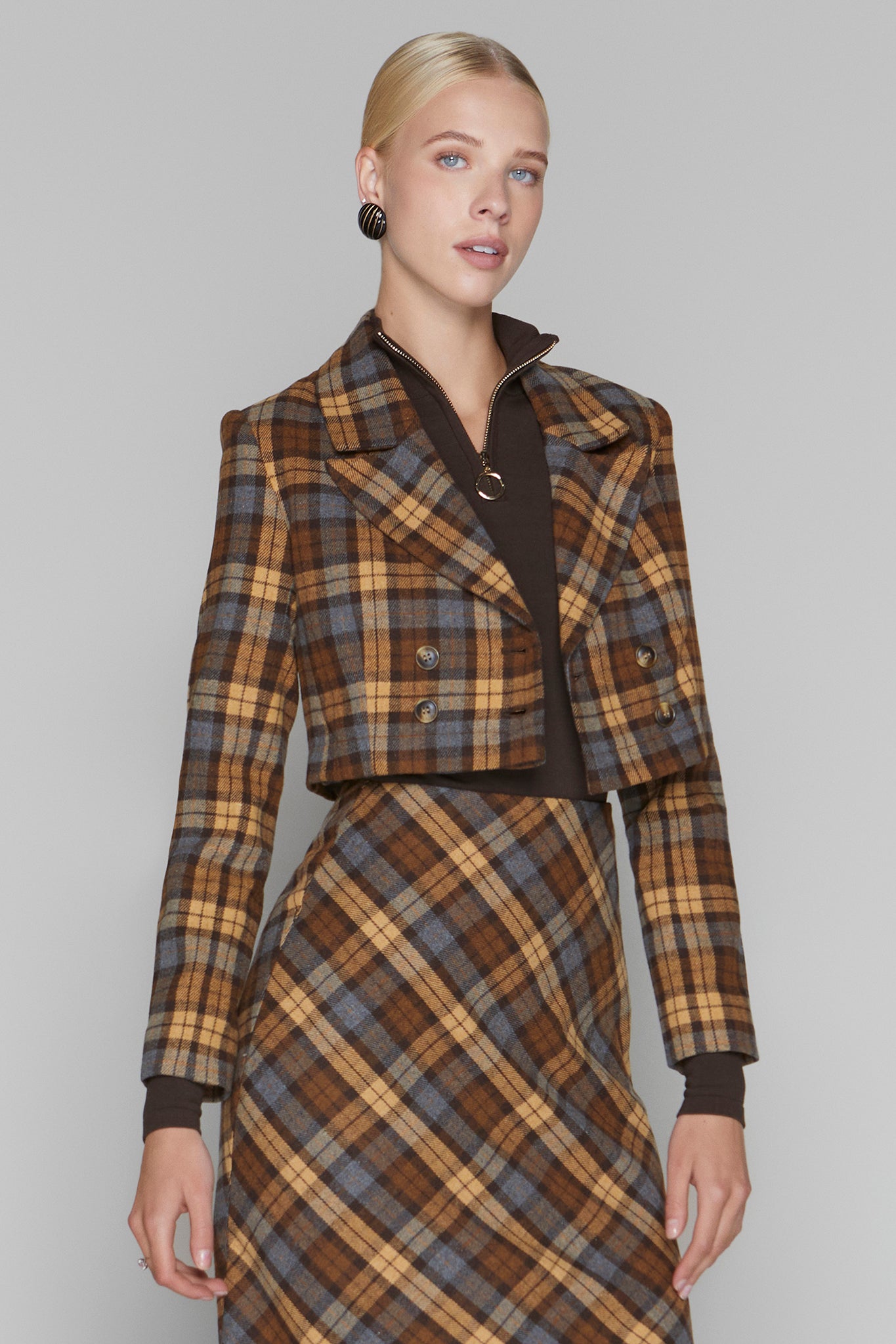 Briar Blazer in Cocoa / Cinnamon Plaid