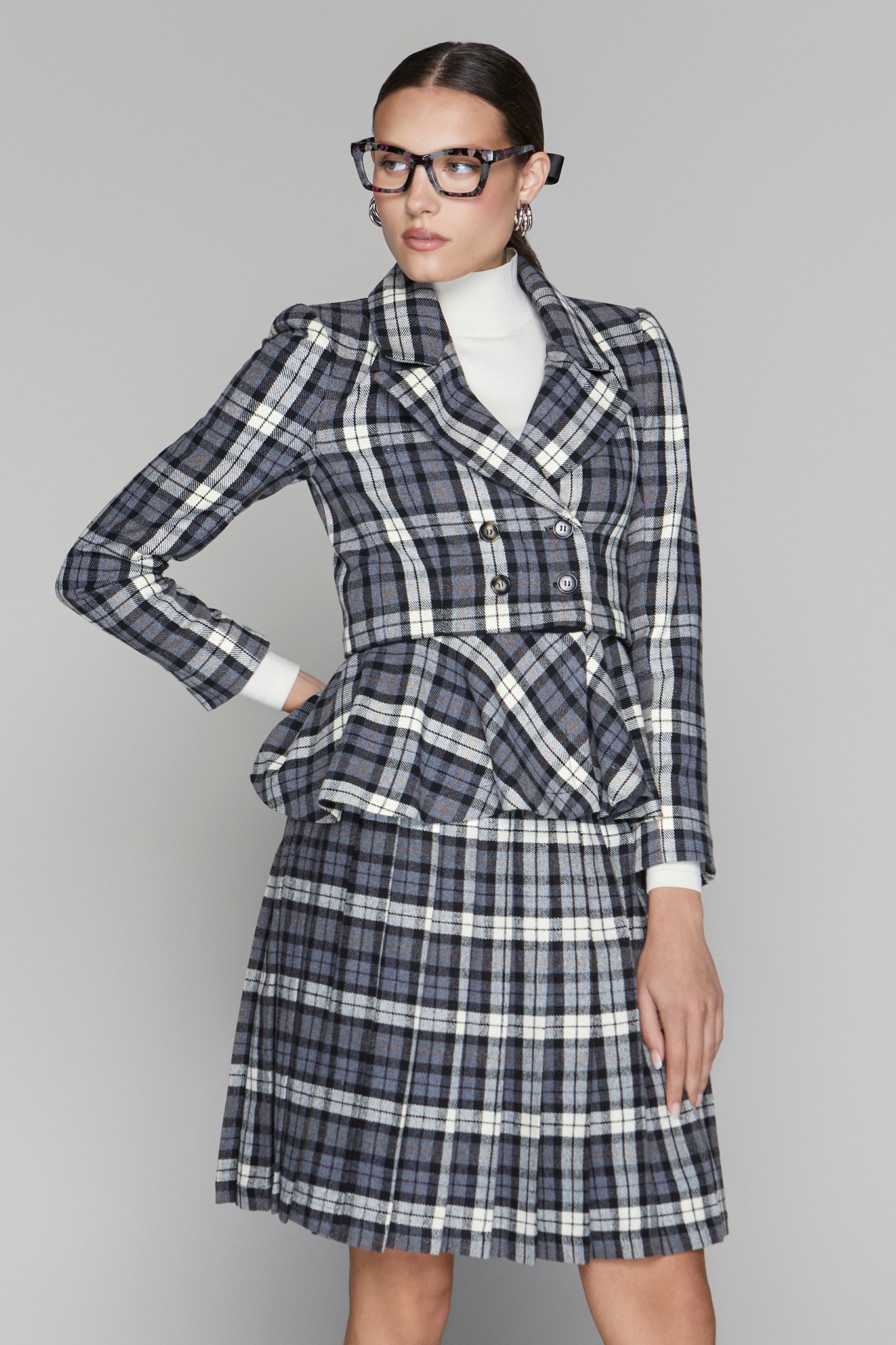 Briar Blazer in Black / Graphite Plaid