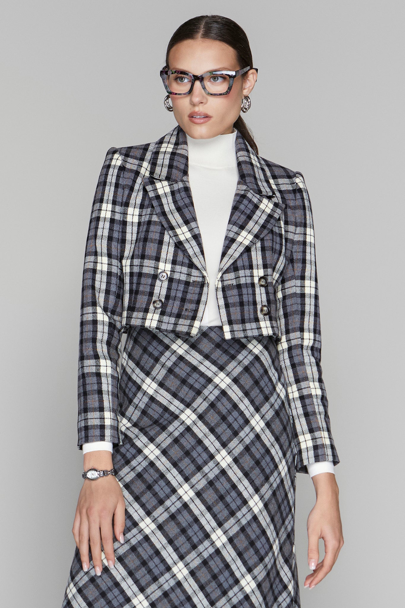 Briar Blazer in Black / Graphite Plaid
