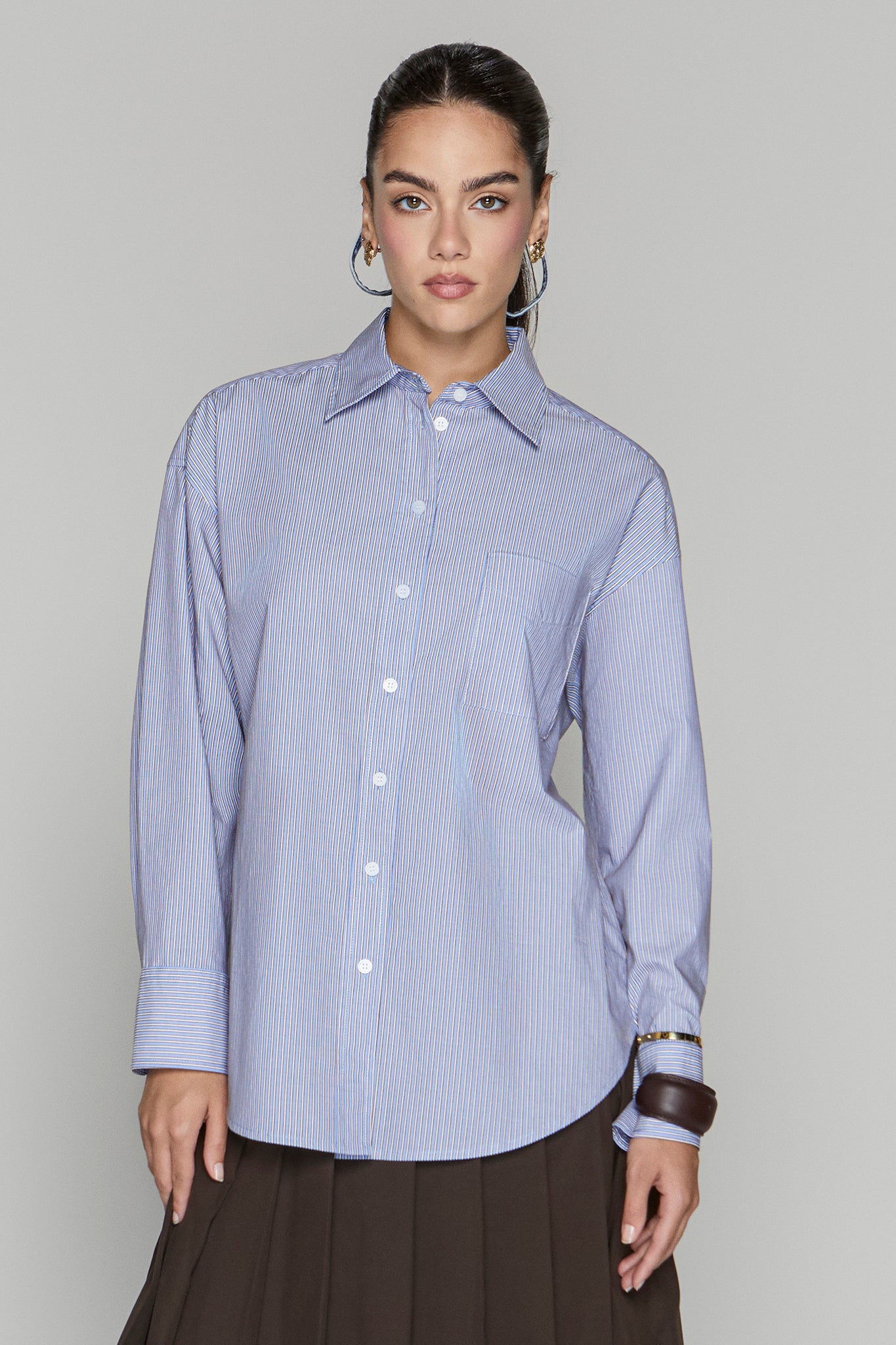 Spencer Blouse in Blue Pinstripe