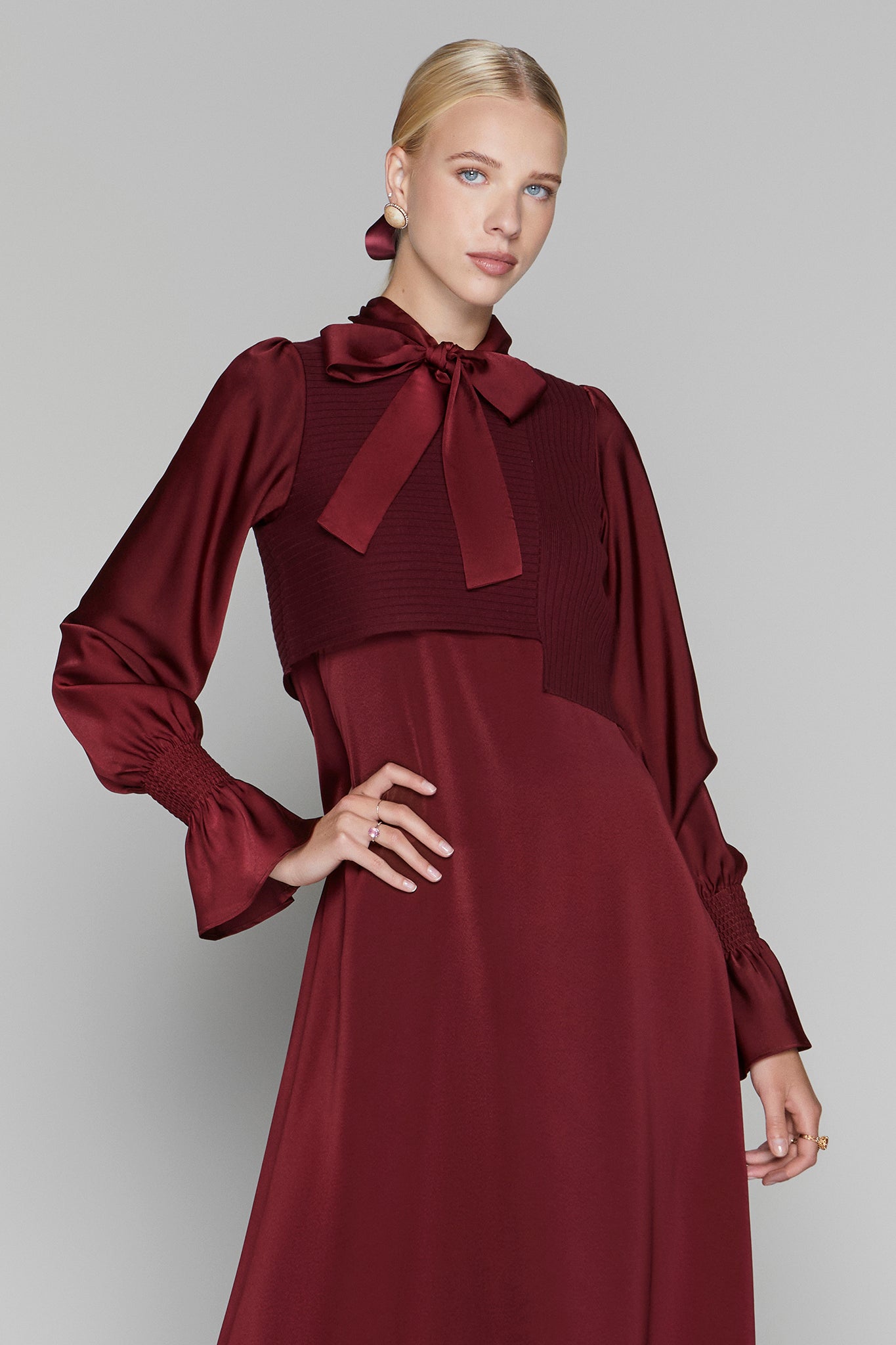 Claremont Dress in Merlot