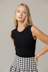 Knit Sleeveless Bodysuit in Black