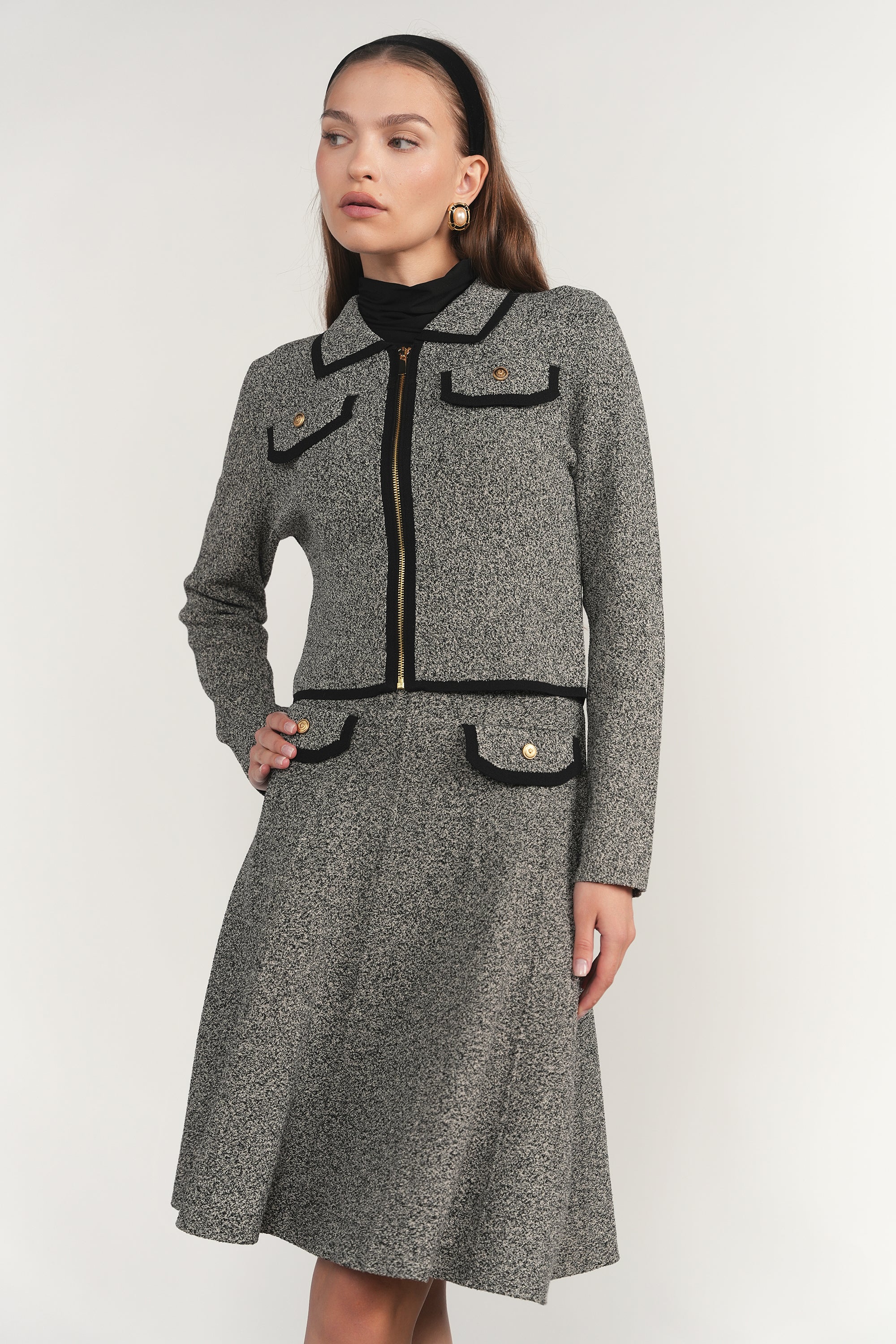 Trent Jacket in Black Tweed