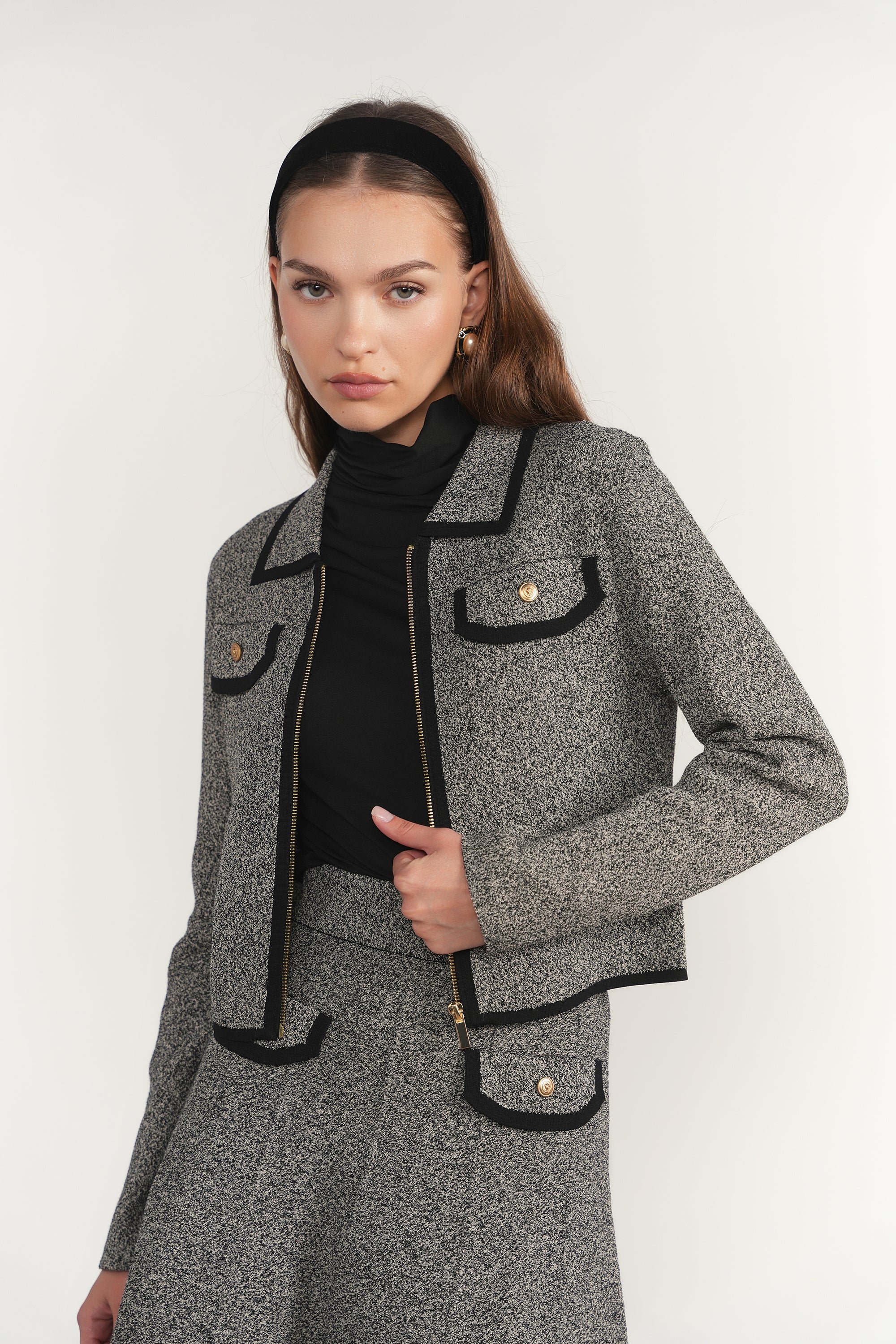Trent Jacket in Black Tweed