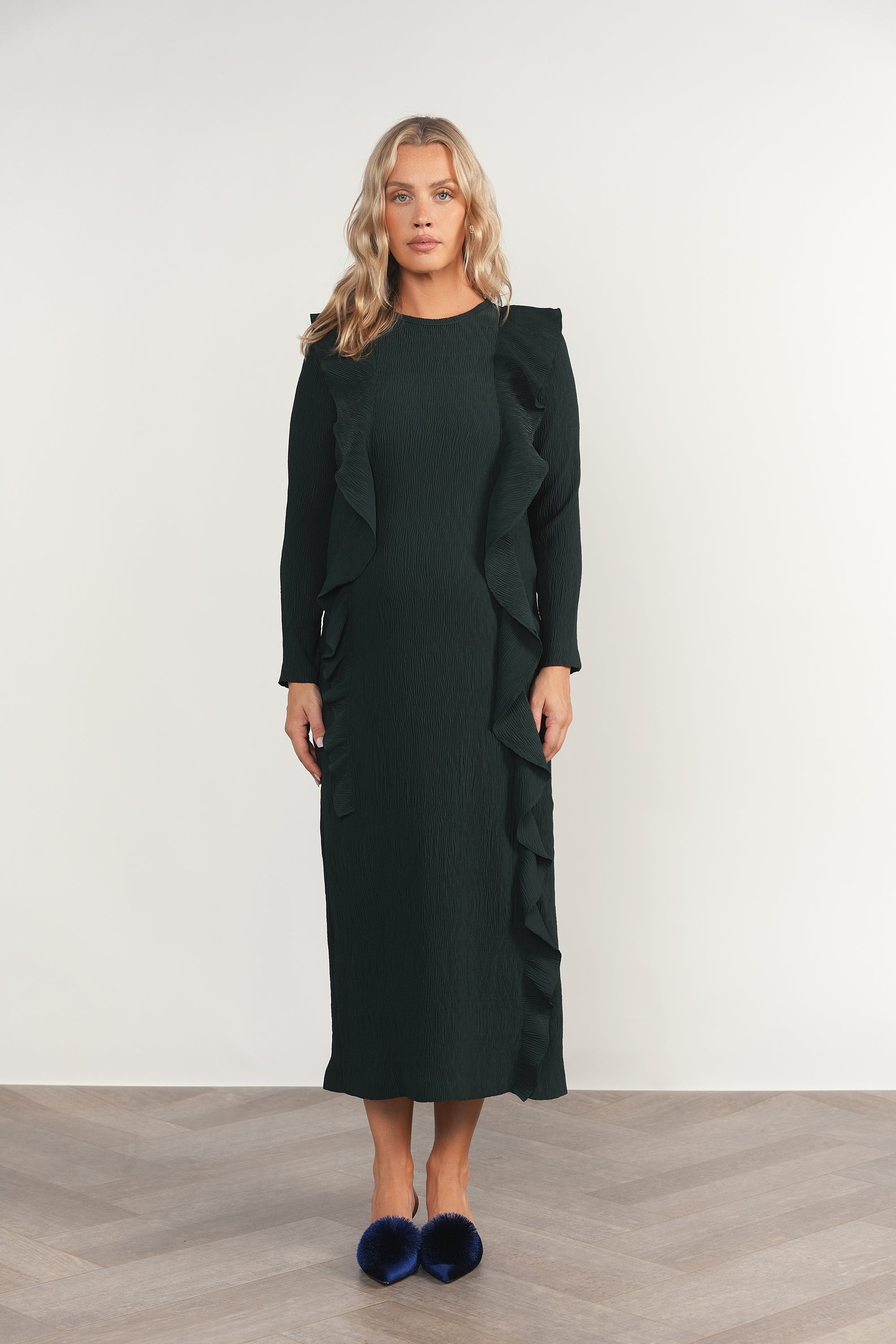 Zala Maternity Dress in Dark Emerald