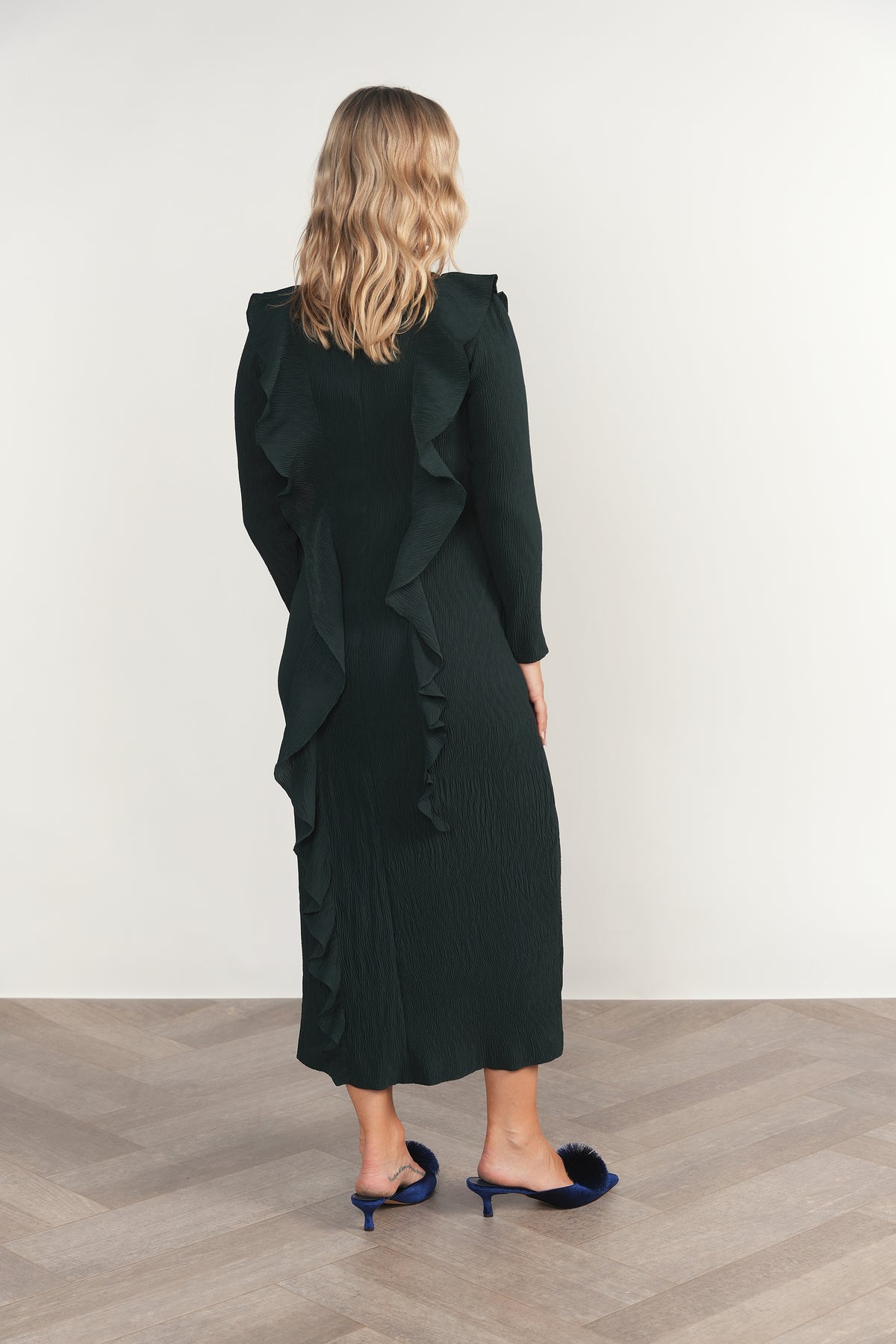 Zala Maternity Dress in Dark Emerald