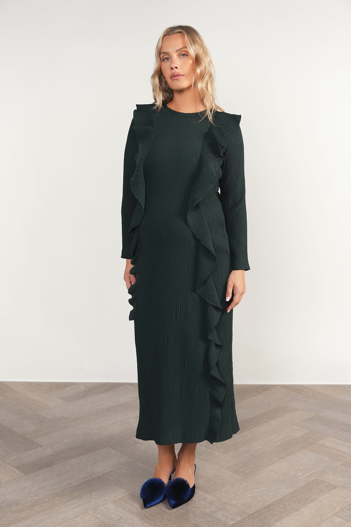 Zala Maternity Dress in Dark Emerald