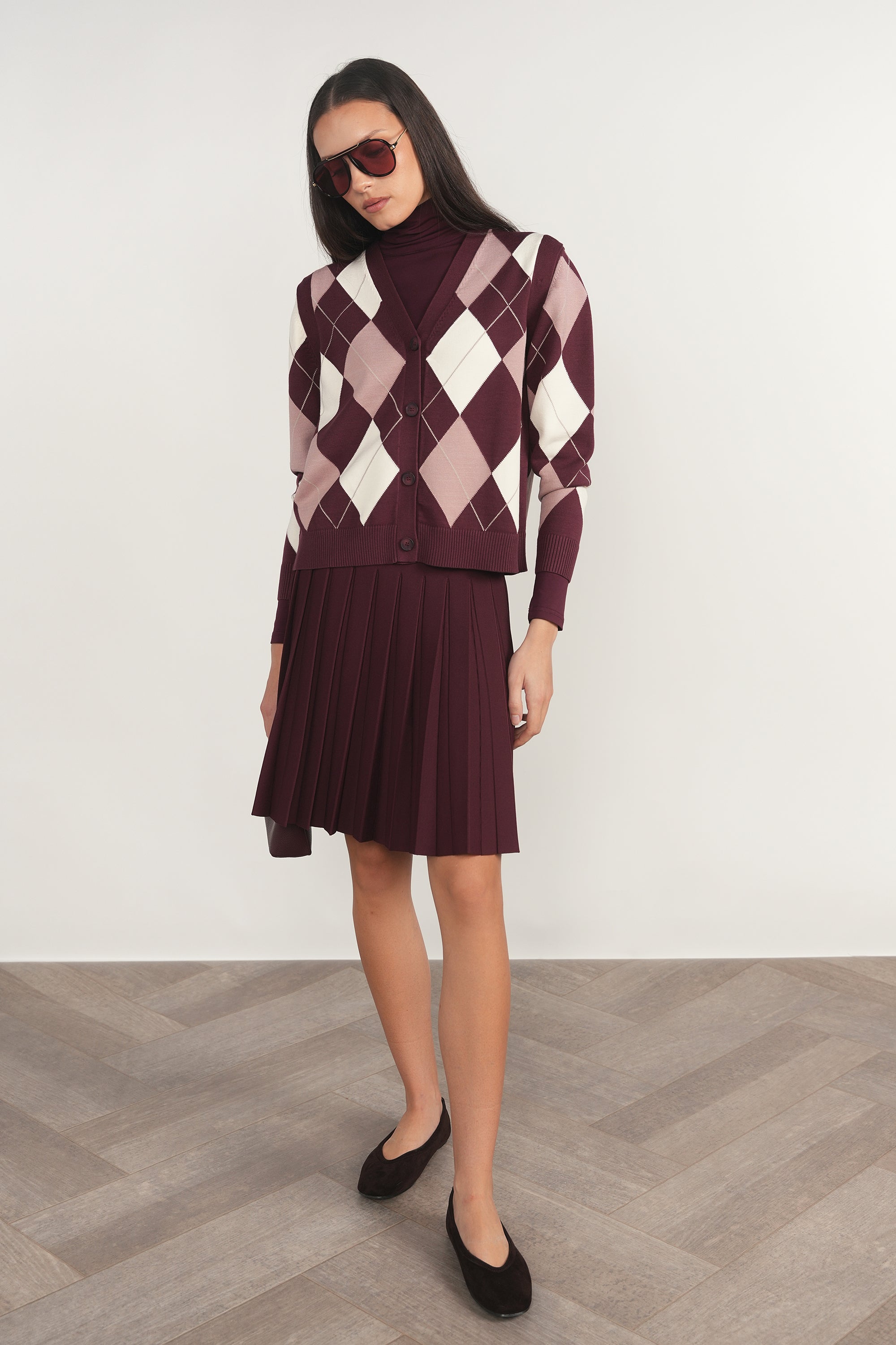 Rhine Cardigan Vest in Antique Berry / Dusty Rose