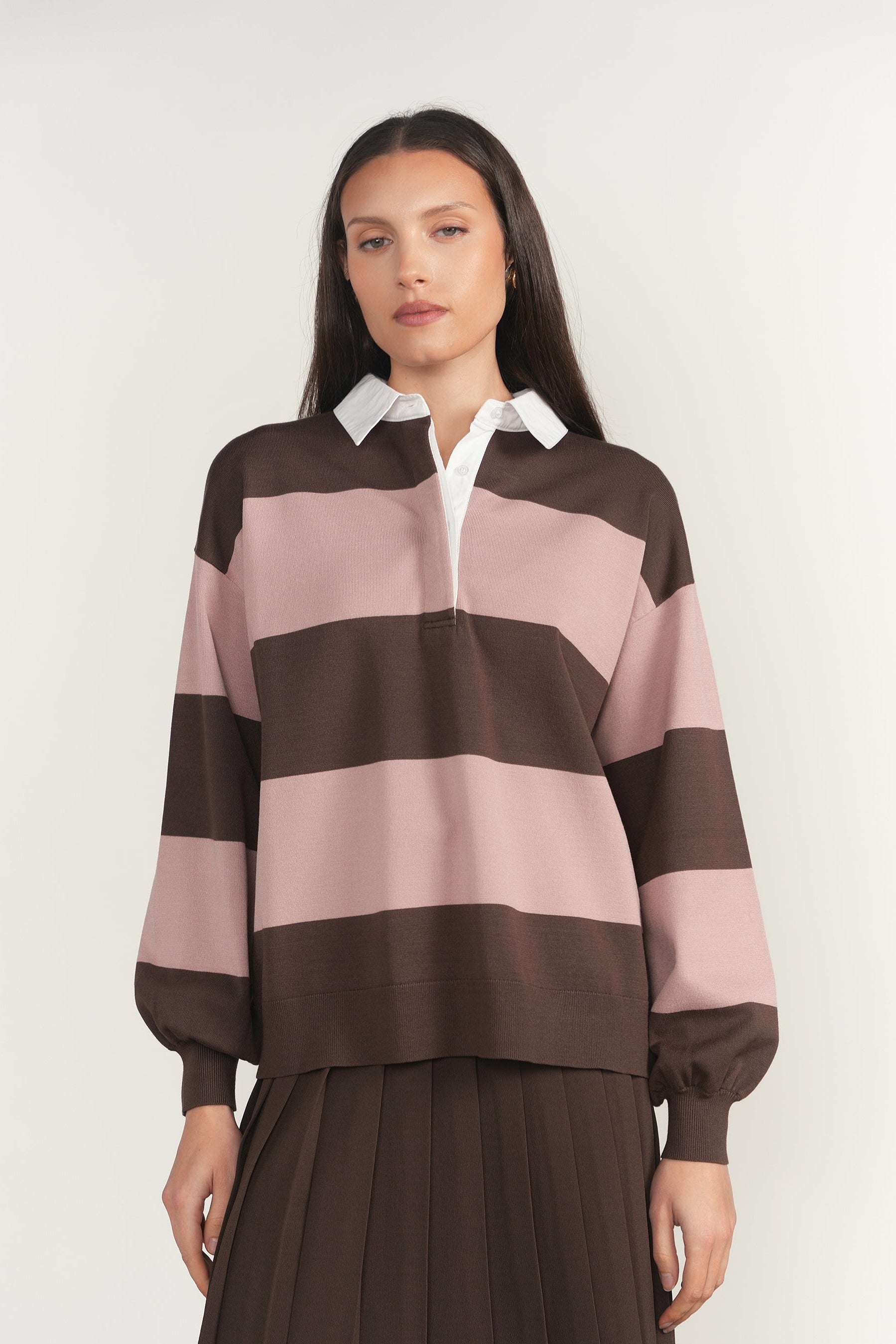 Ness Sweater in Fudge / Dusty Rose