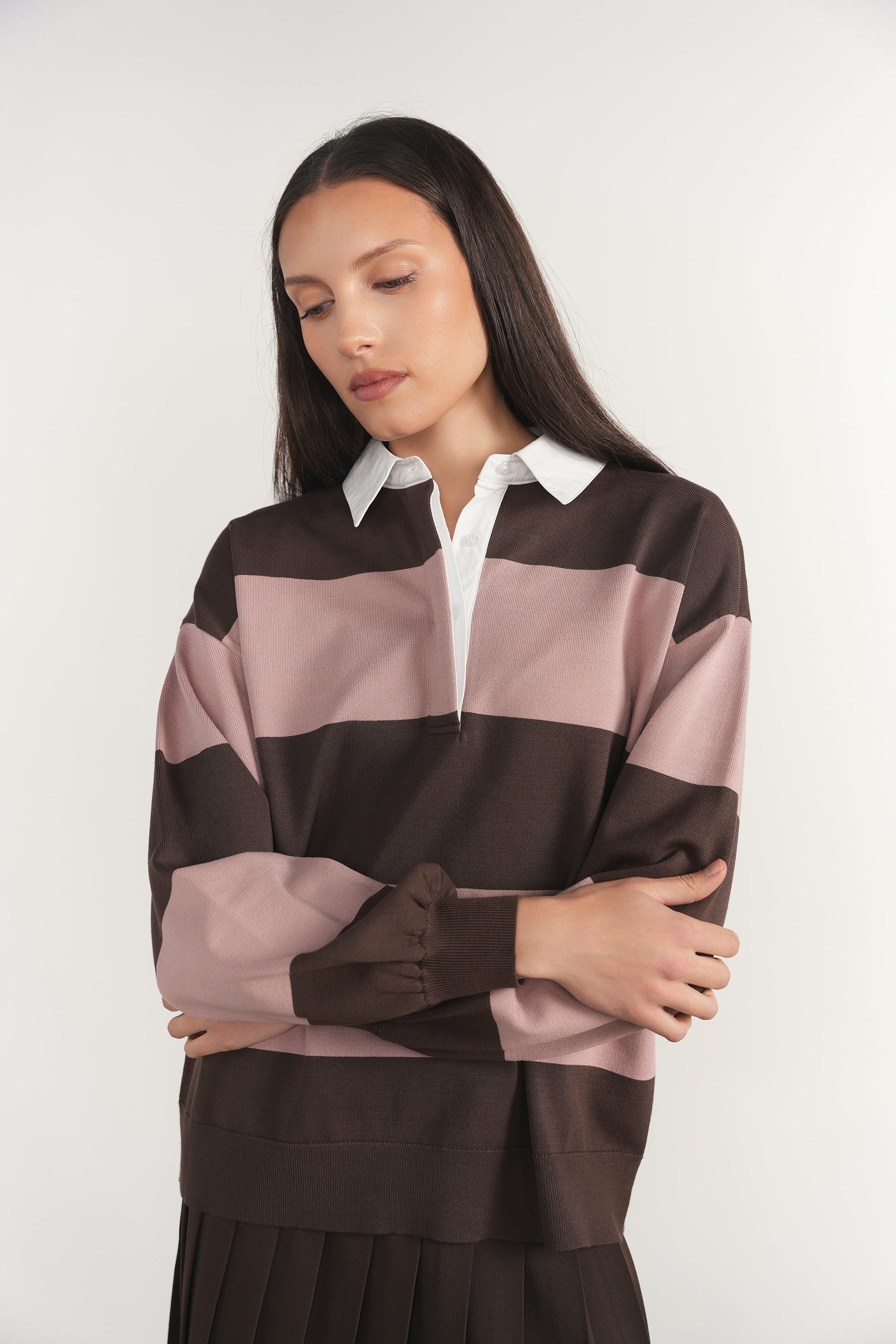 Ness Sweater in Fudge / Dusty Rose