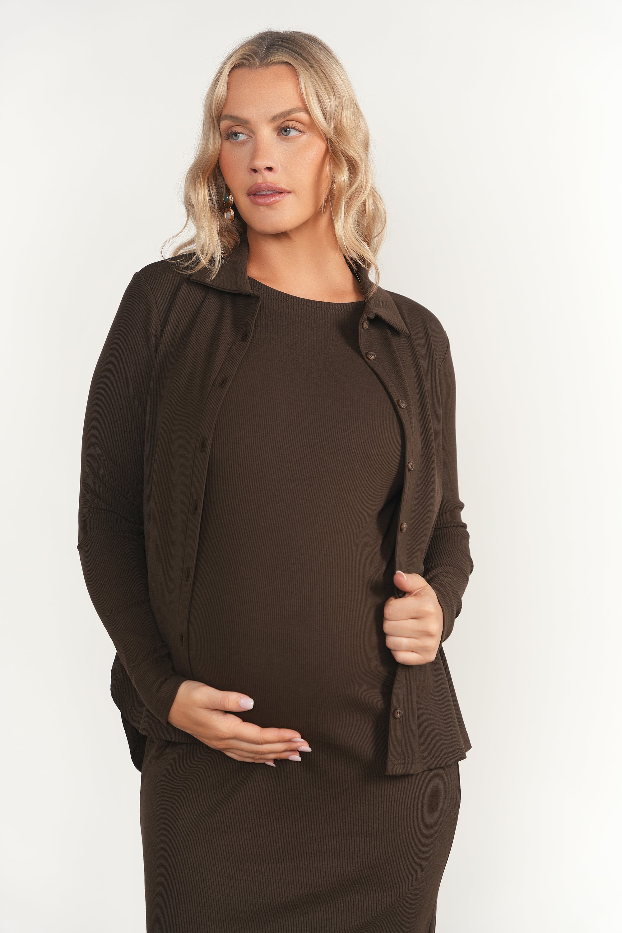 Pierre Maternity Dress in Rustic Brown