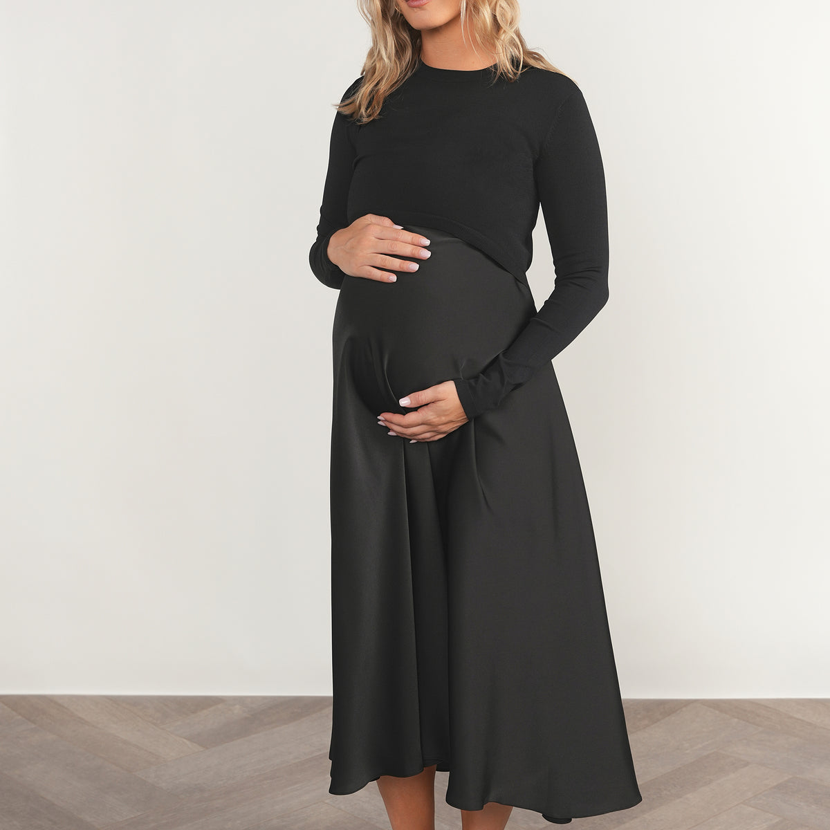 black maternity dress Sahara in from Apparalel KissProm Sparkly Mermaid White length sleeves era:1980s Color:Bright Pink