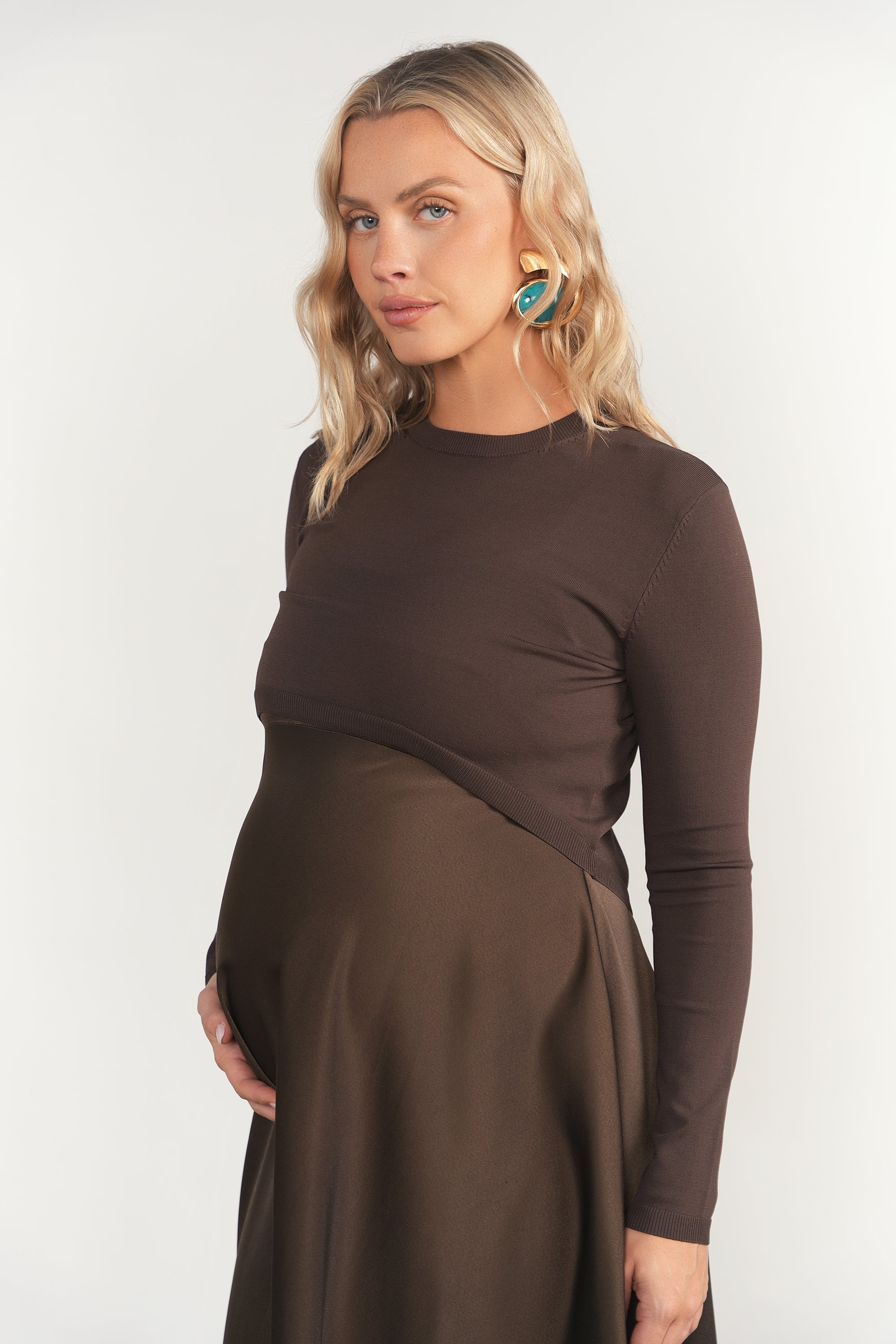 Sahara Maternity Dress in Fudge