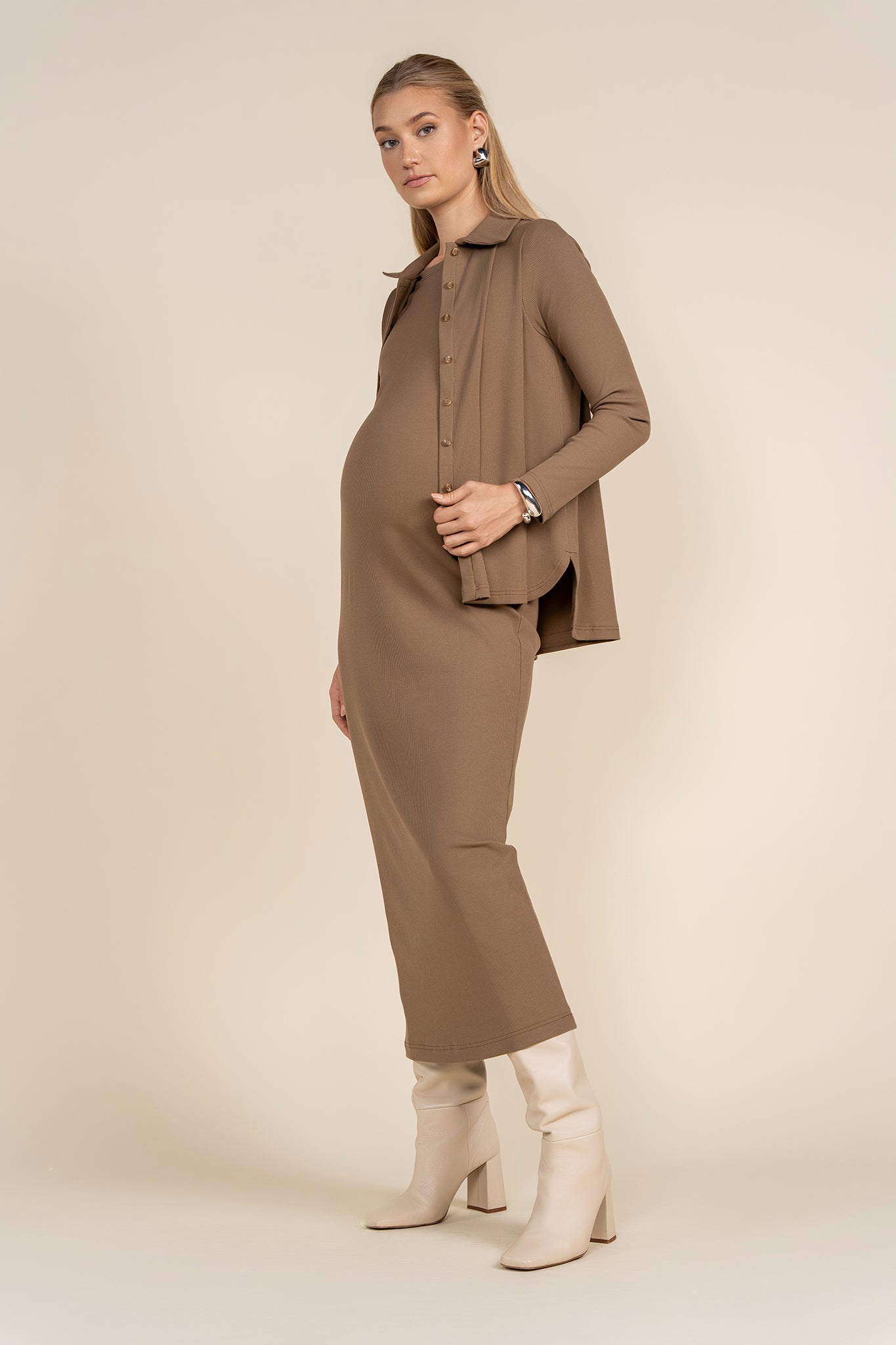 Pierre Maternity Dress in Mocha