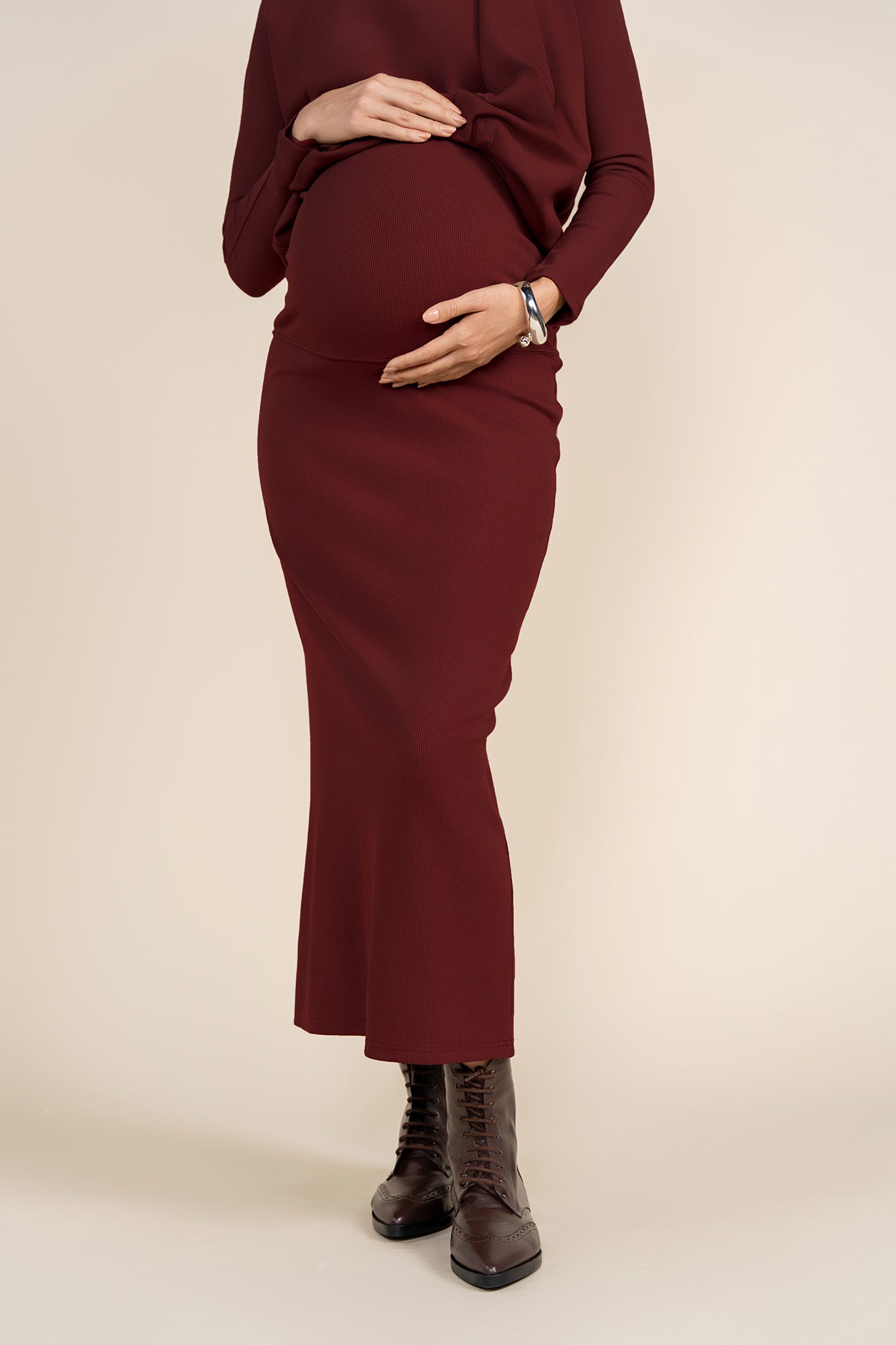 Sapphire Maternity Skirt in Merlot