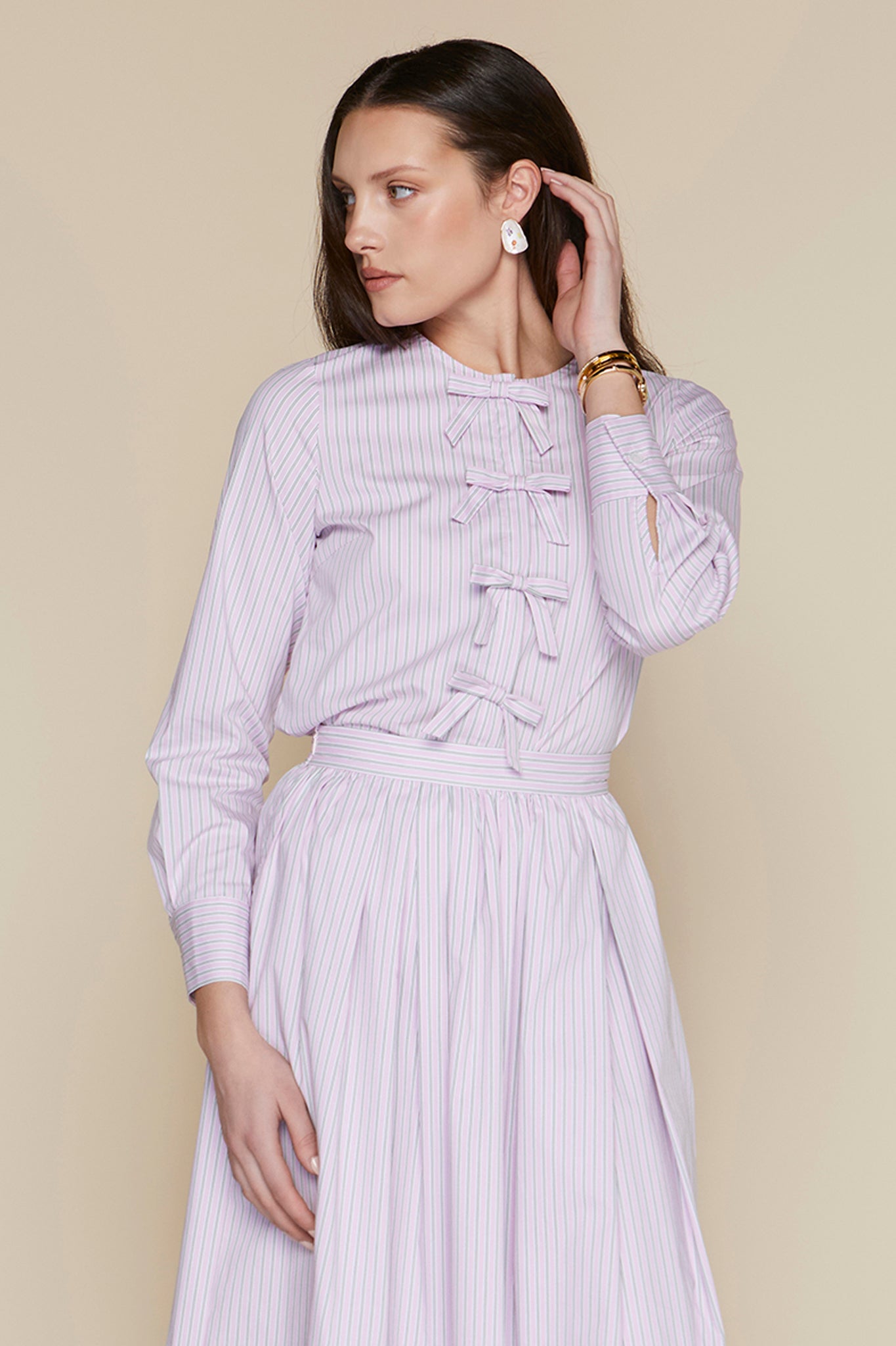 Moorea Blouse in Blush Stripe