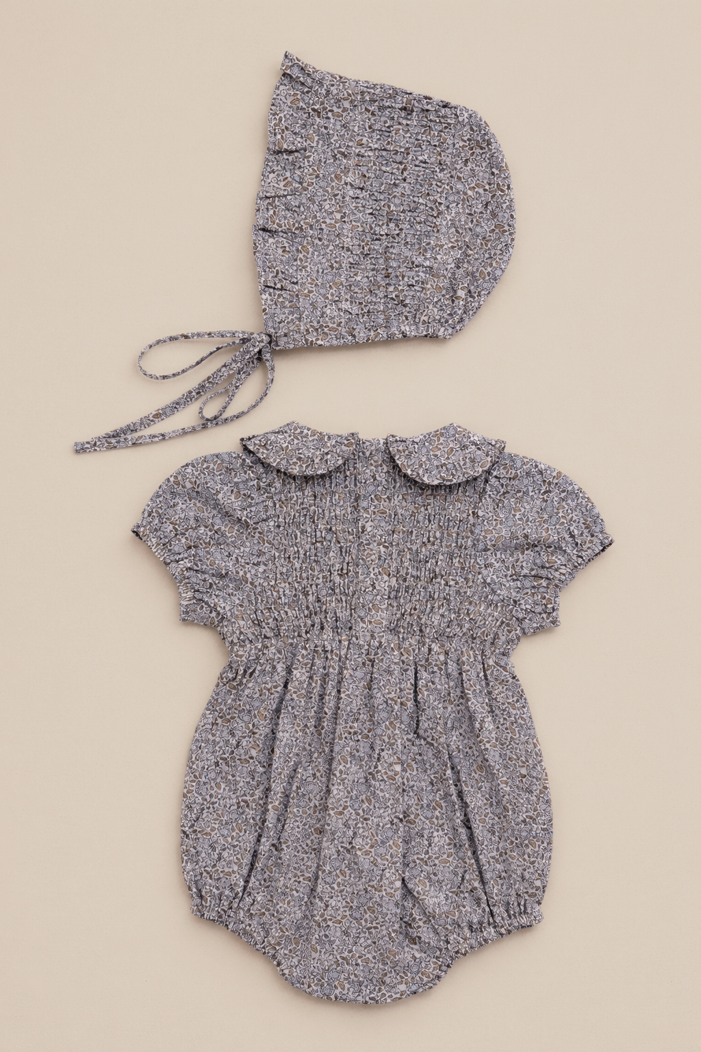 Whitmore Romper + Bonnet in Lilac Floral