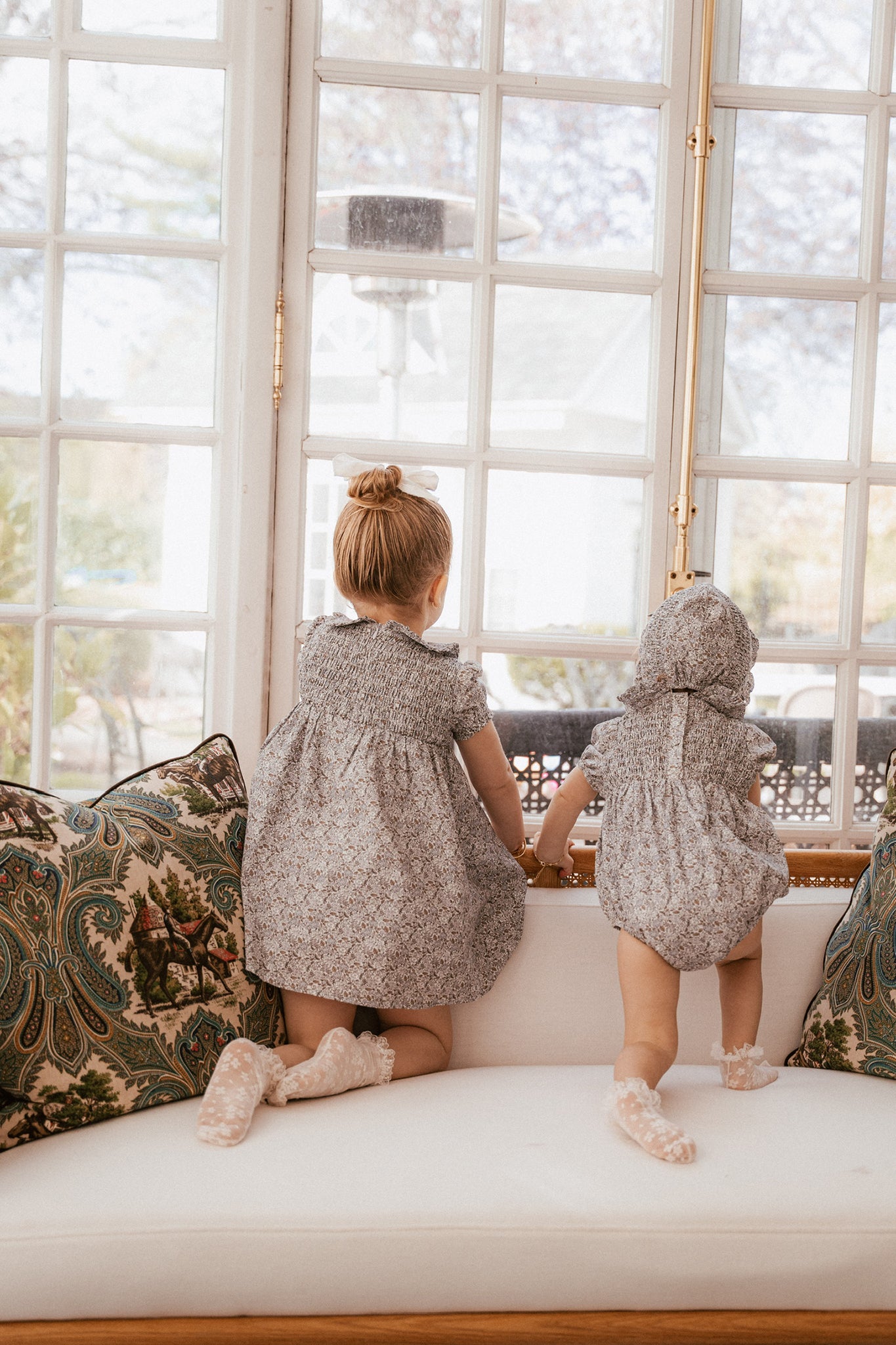 Whitmore Romper + Bonnet in Lilac Floral