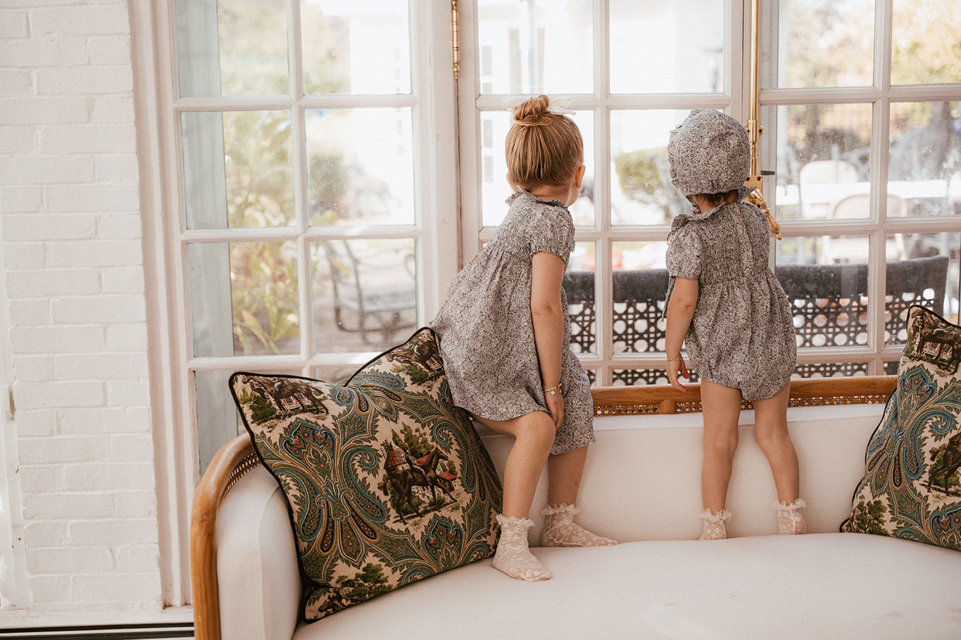 Whitmore Romper + Bonnet in Lilac Floral