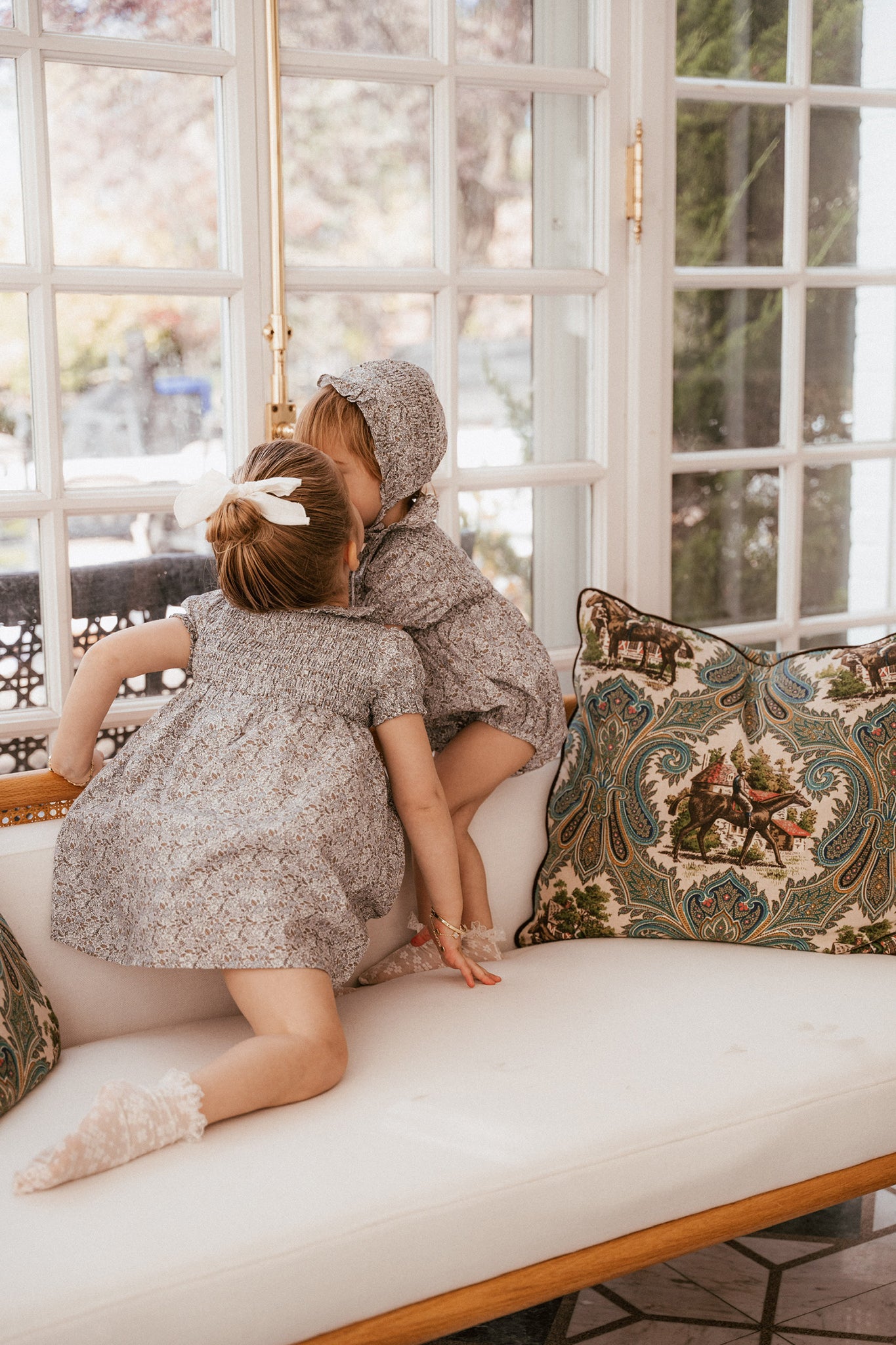 Whitmore Romper + Bonnet in Lilac Floral