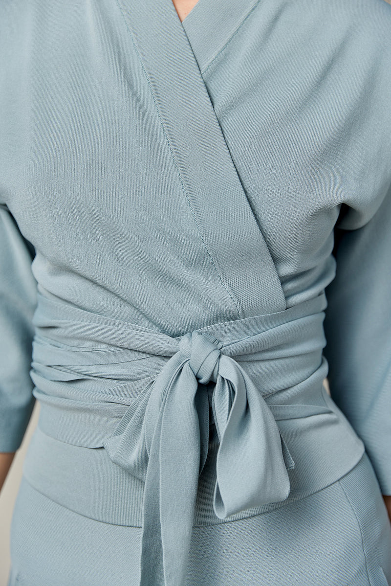 Knit Kimono Tie Top in Seafoam