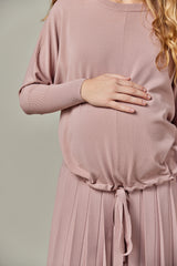 Maternity Drawstring Dolman Top in Dusty Rose