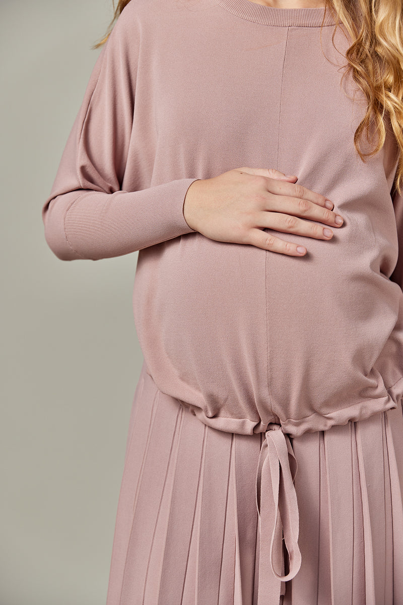 Maternity Drawstring Dolman Top in Dusty Rose