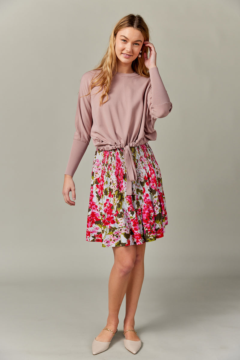 Drawstring Dolman Sweater in Dusty Rose (Summer Knit)