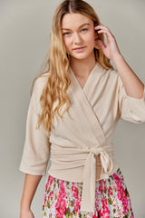Knit Kimono Tie Top in Vanilla