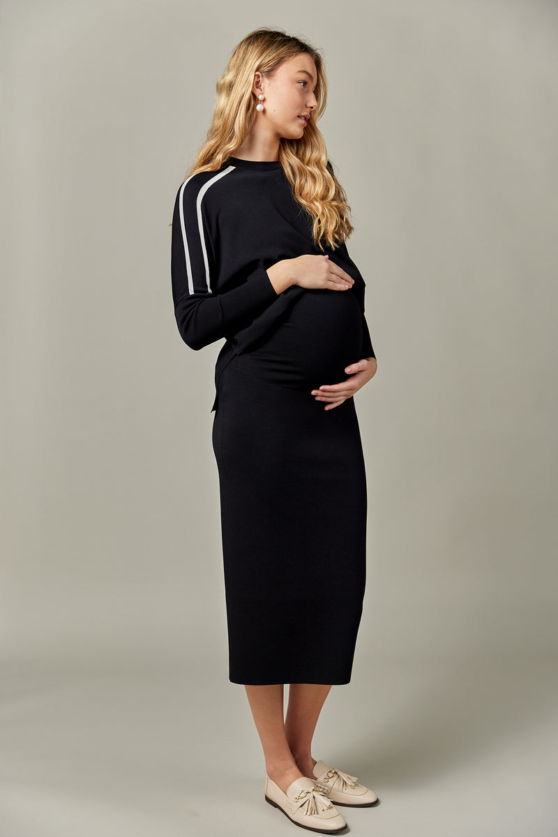 Maternity Knit Midi Skirt in Black