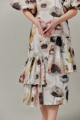 Linen Maxi Dress in Watercolor Print