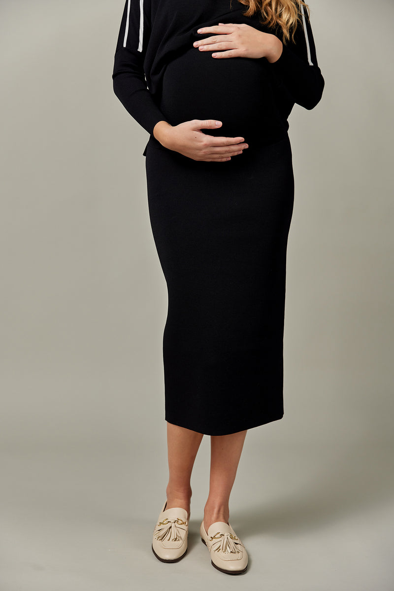 Maternity Knit Midi Skirt in Black