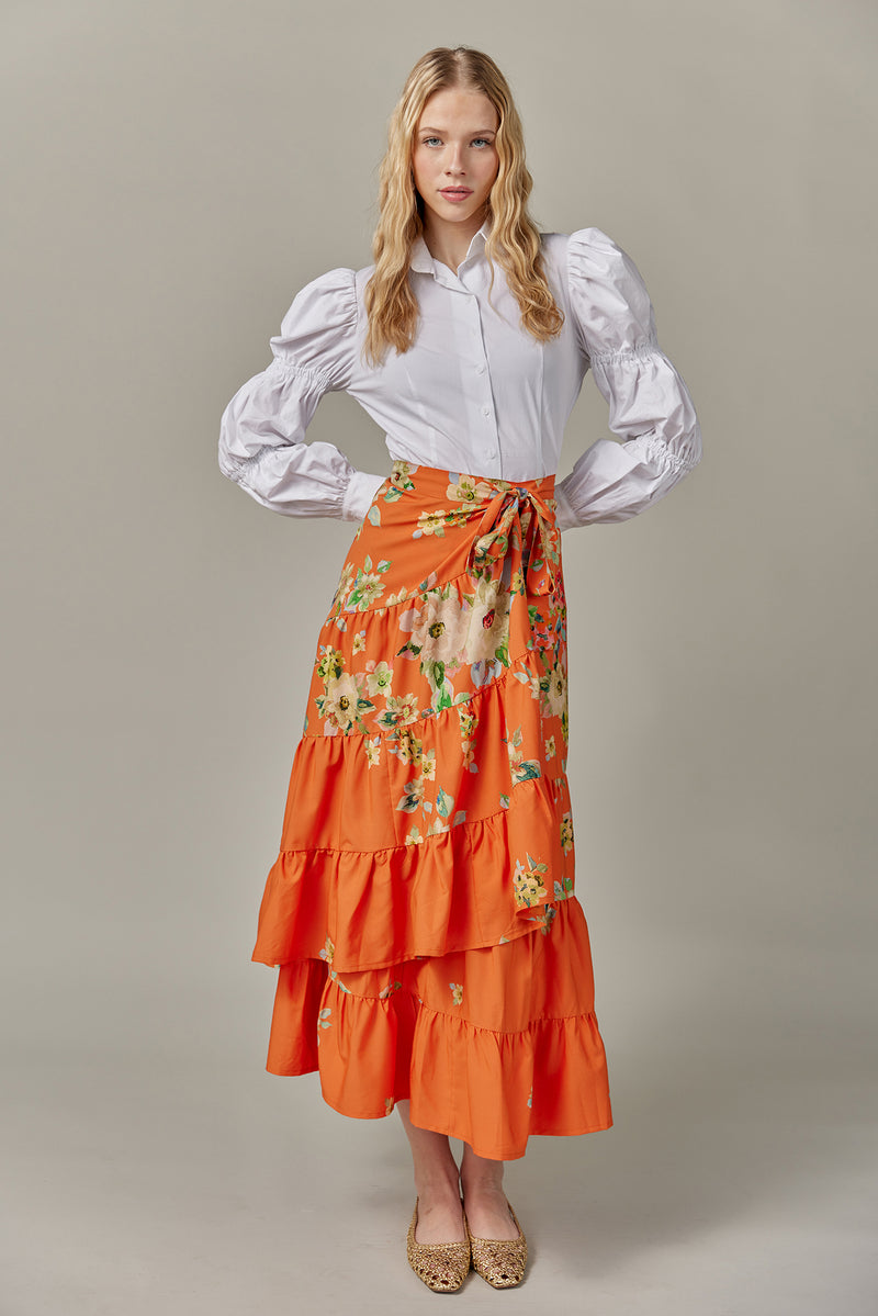 Cotton Blouse with Bubble Sleeves