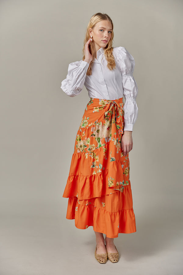 Cotton Blouse with Bubble Sleeves