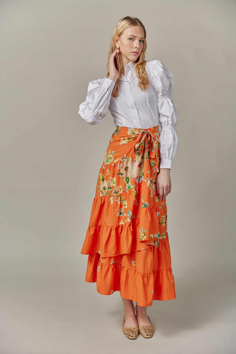 Cotton Blouse with Bubble Sleeves