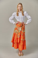 Cotton Blouse with Bubble Sleeves
