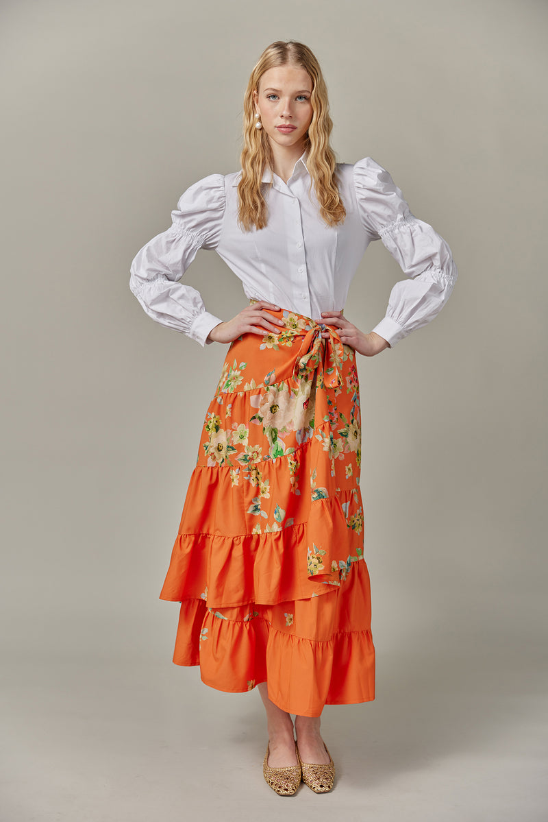 Cotton Blouse with Bubble Sleeves