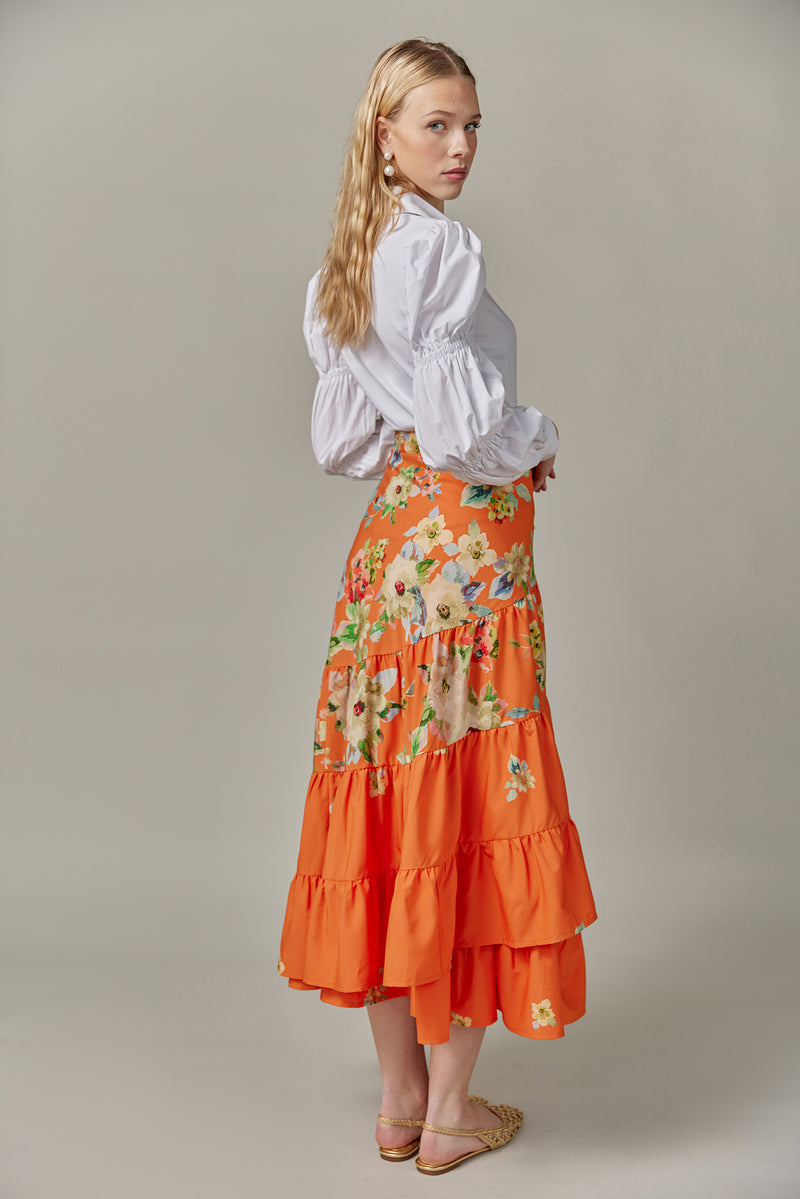 Cotton Blouse with Bubble Sleeves