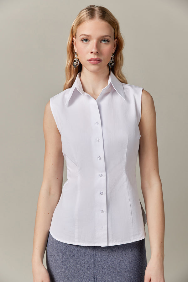 Sleeveless Cotton Blouse